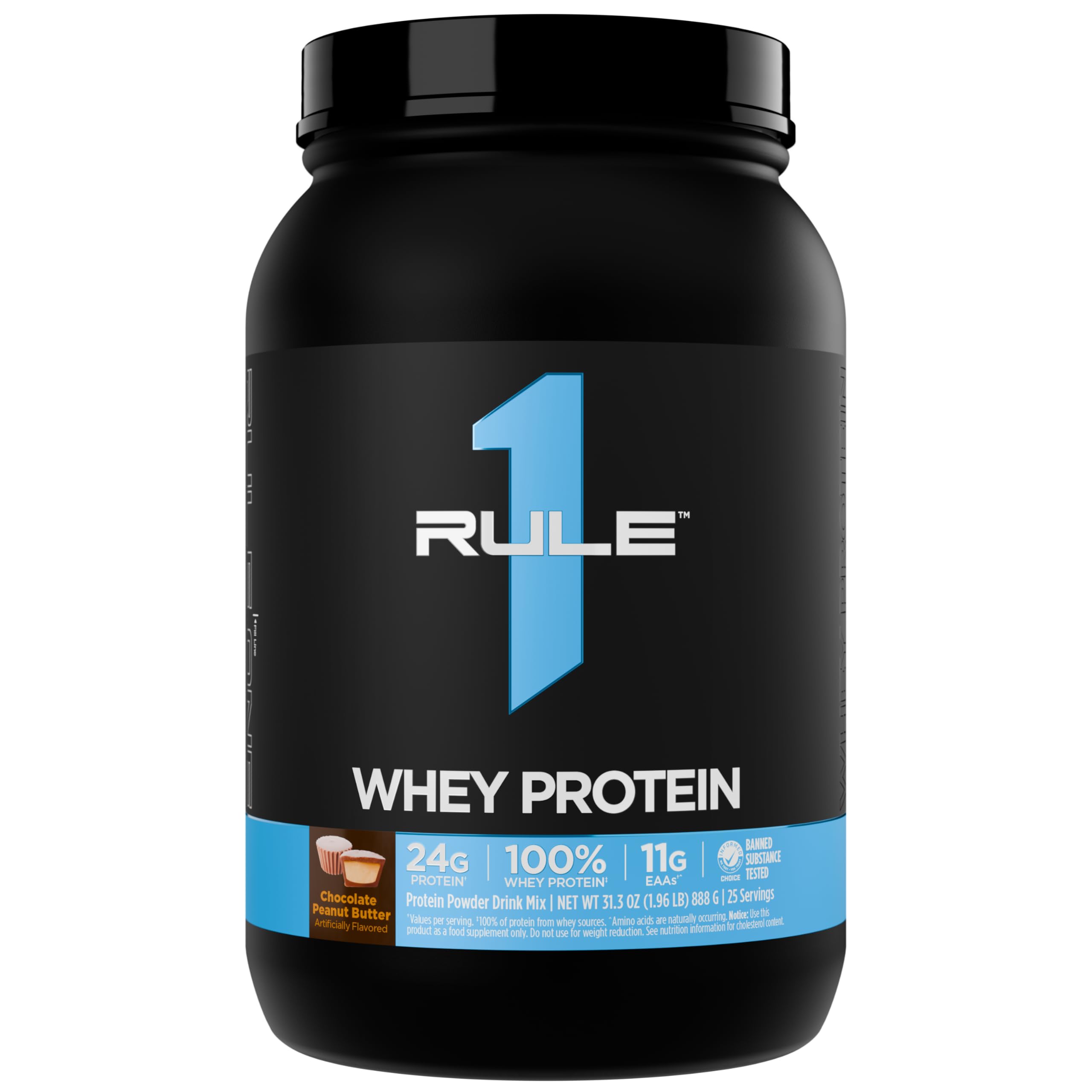 Rule 1 Whey Protein – 24g Fast-Acting Protein from All-Whey Sources with Naturally Occurring EAAs & BCAAs for Workout Recovery or Anytime Use (2 Pounds*, Chocolate Peanut Butter)