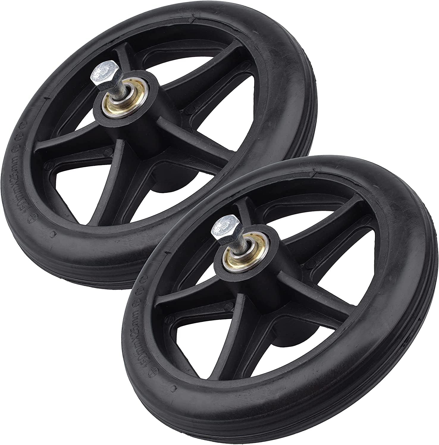 8 Inch by 1 Inch, Wheel Replacement for Wheelchairs, Black (2 PCS)