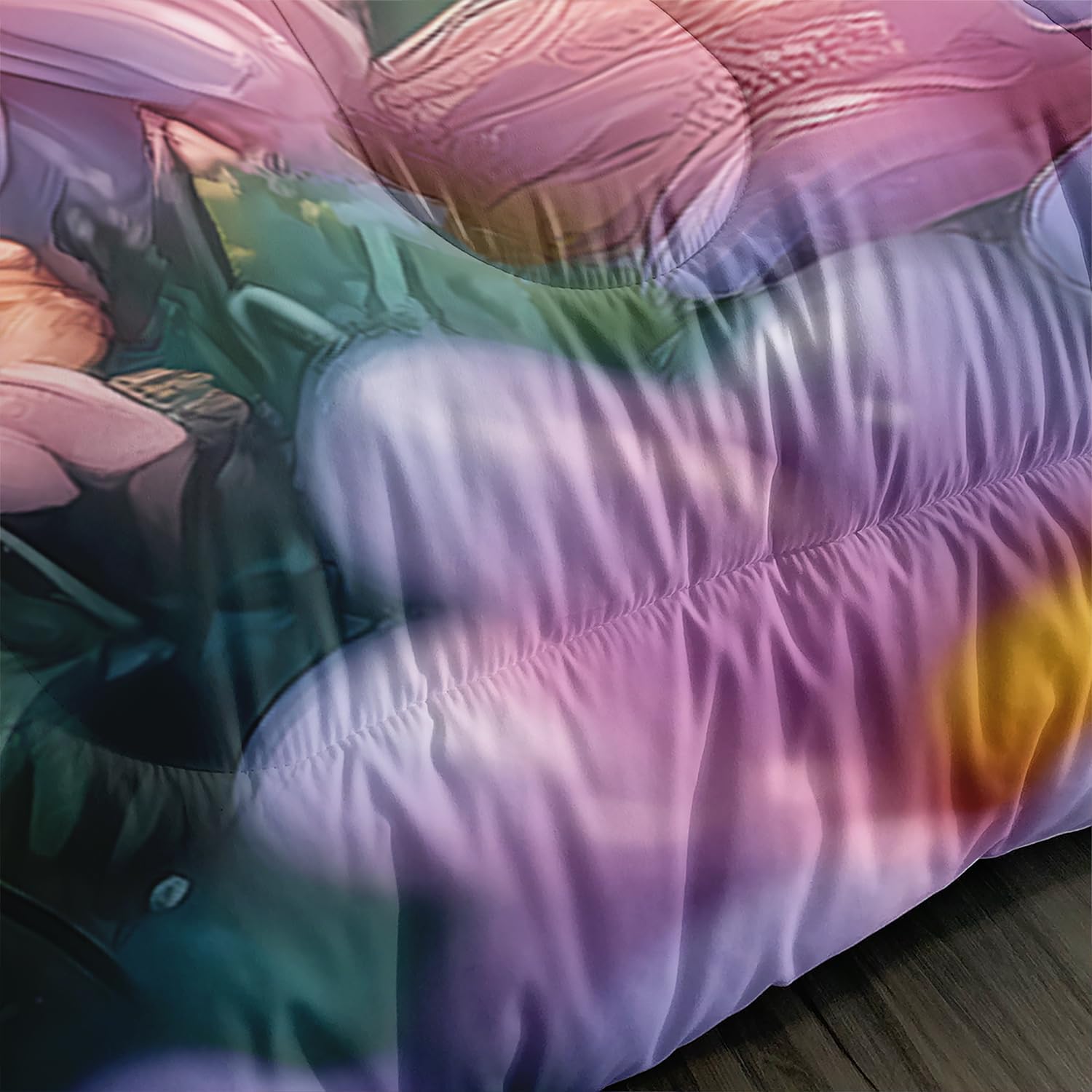 Kawaii Turtle Comforter Set 3Pcs Queen Wild Reptile Animal Tortoise Butterfly Flowers Bedding Set for Kid Teen Girl Boy Adult Sky Cloud Floral Quilt Bed Decor with 1 Comforter and 2 Pillowcases