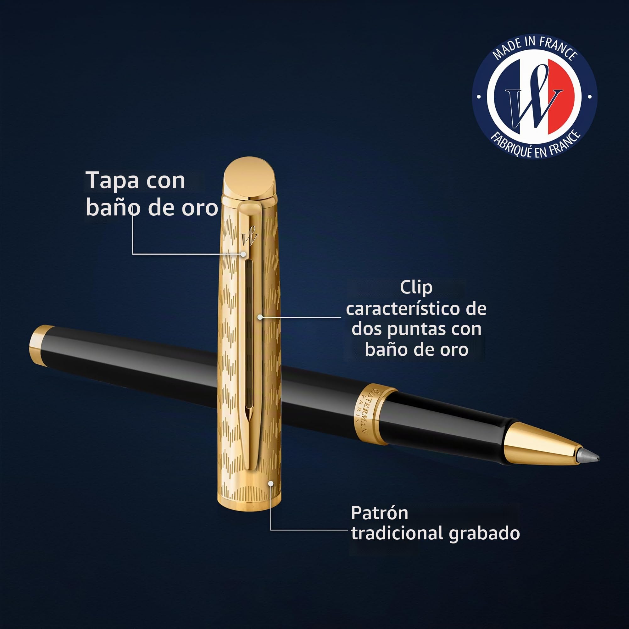 Waterman Hémisphère Bolígrafo roller | Colección Opera | Negro y dorado | Estuche de regalo