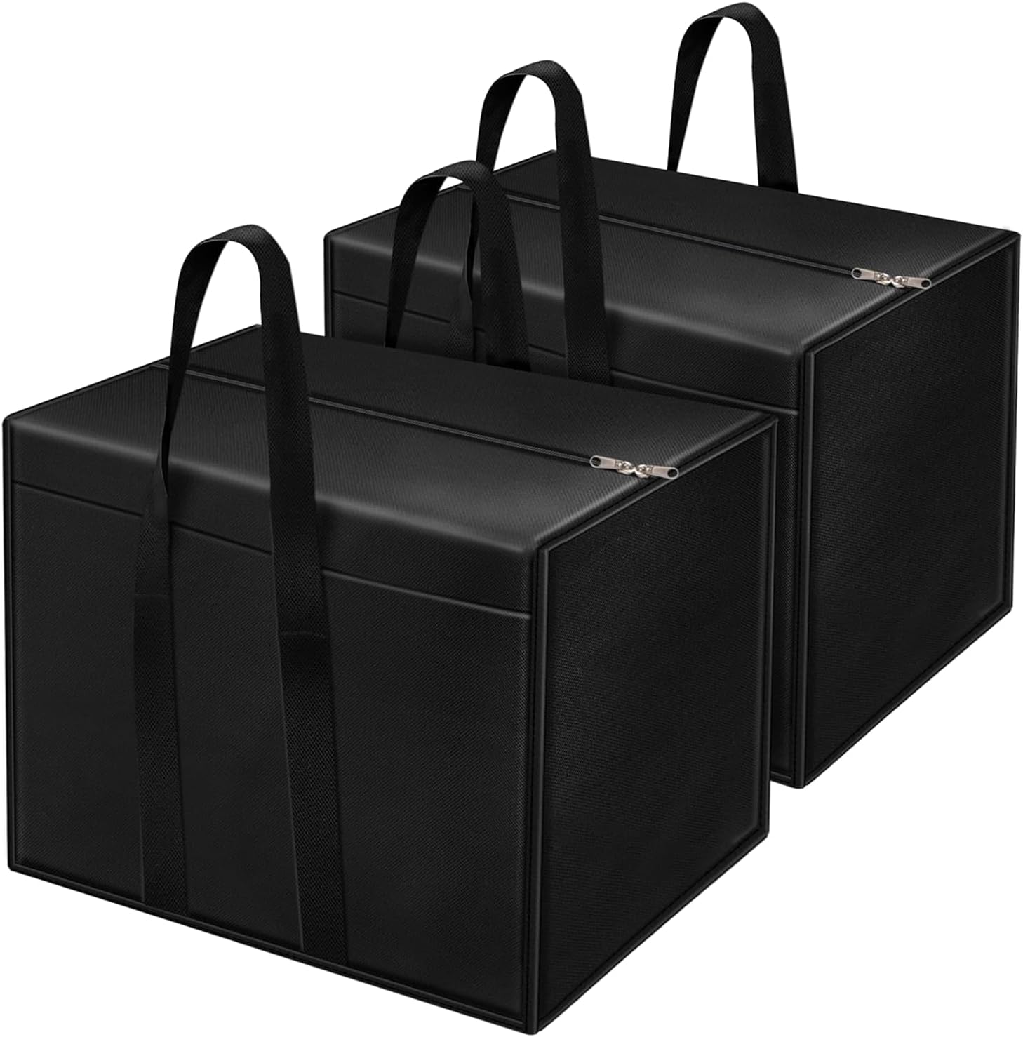 Nuwi Nylon 85 L Moisture Proof Multi-Purpose Underbed Storage Bag/Clothing Storage Organiser/Toy Storage/Stationery Paper Storage Bag with Zipper and Strong Handle (Black,57x36.8 x40.5 cm) (2)