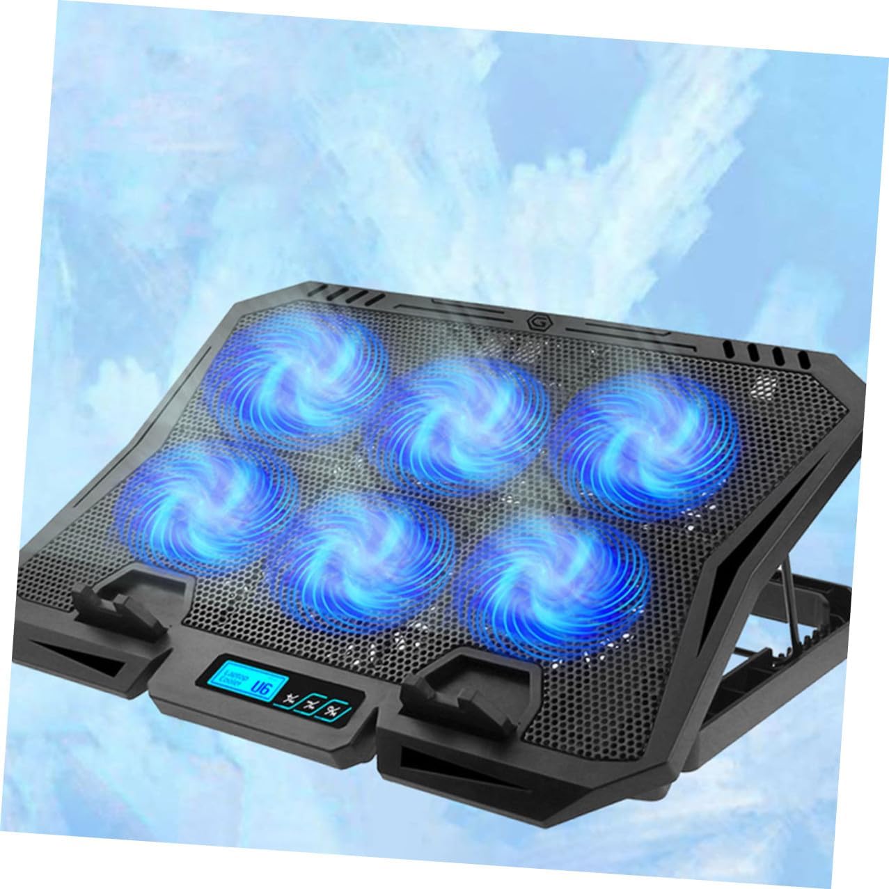 Gadpiparty Laptop Cooling Pad with 6 Quiet Fans Adjustable Speed Blue LED for 15.6-inch Laptops Portable Cooling Stand for Gaming and Office Use