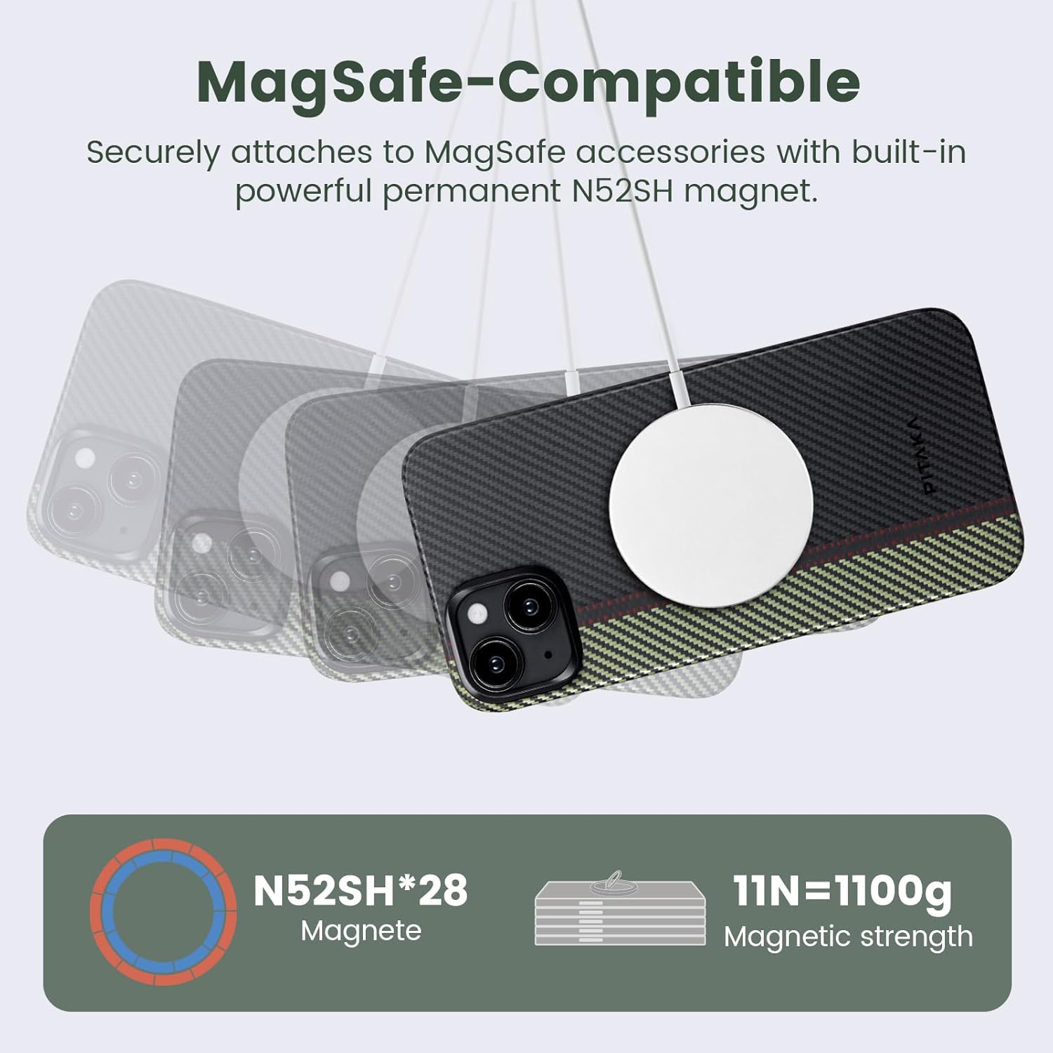 pitaka Case for iPhone 15 Plus Compatible with MagSafe, Slim & Light iPhone 15 Plus Case 6.7-inch with a Caseless Touch Feeling, 600D Aramid Fiber Made [Fusion Weaving MagEZ Case 4 - Overture]