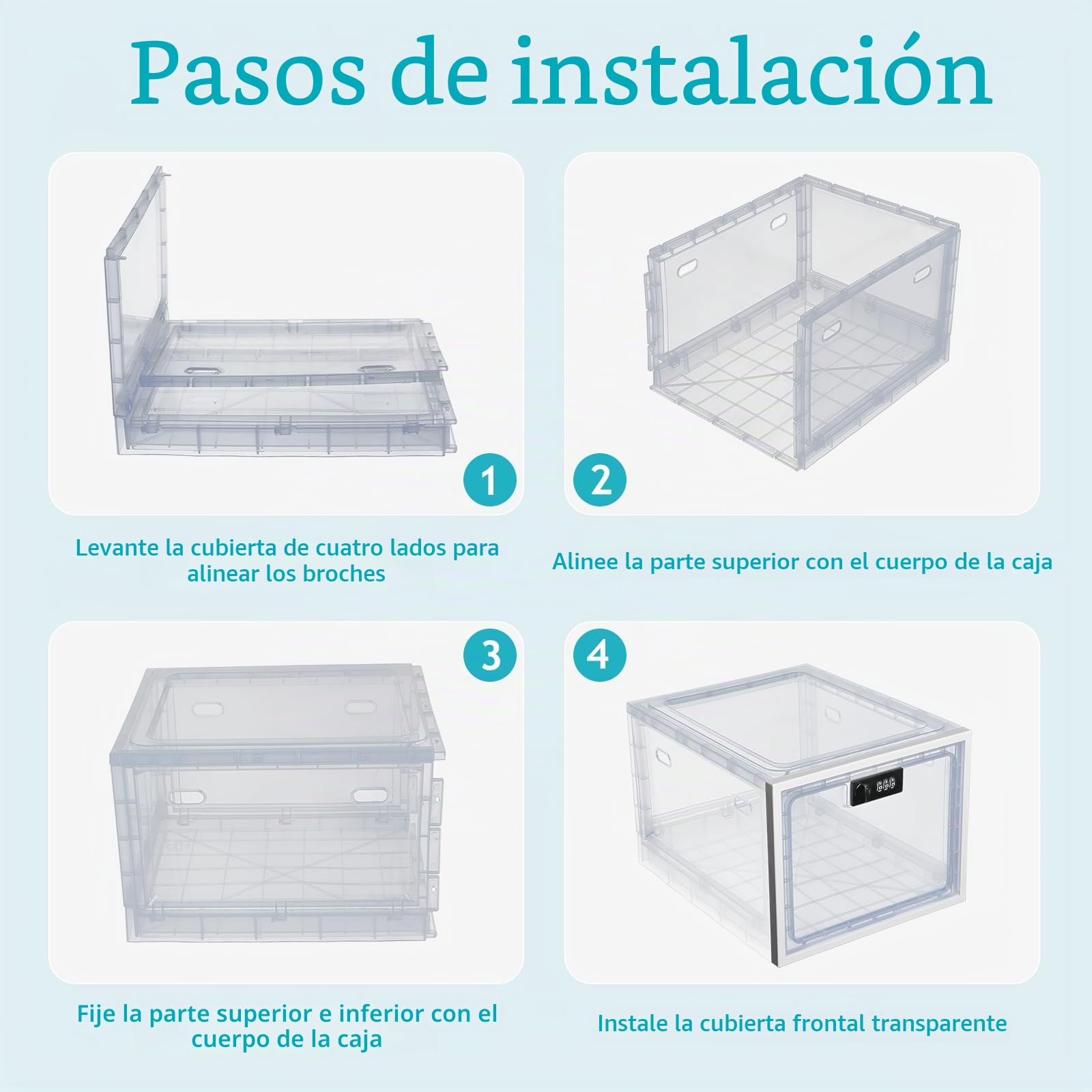 Gekufa Caja Transparente con Cerradura de Combinación 2 Piezas | Para Almacenar Medicamentos, Aperitivos, Documentos y Productos Electrónicos en el Hogar, la Oficina o el Dormitorio, Blanco