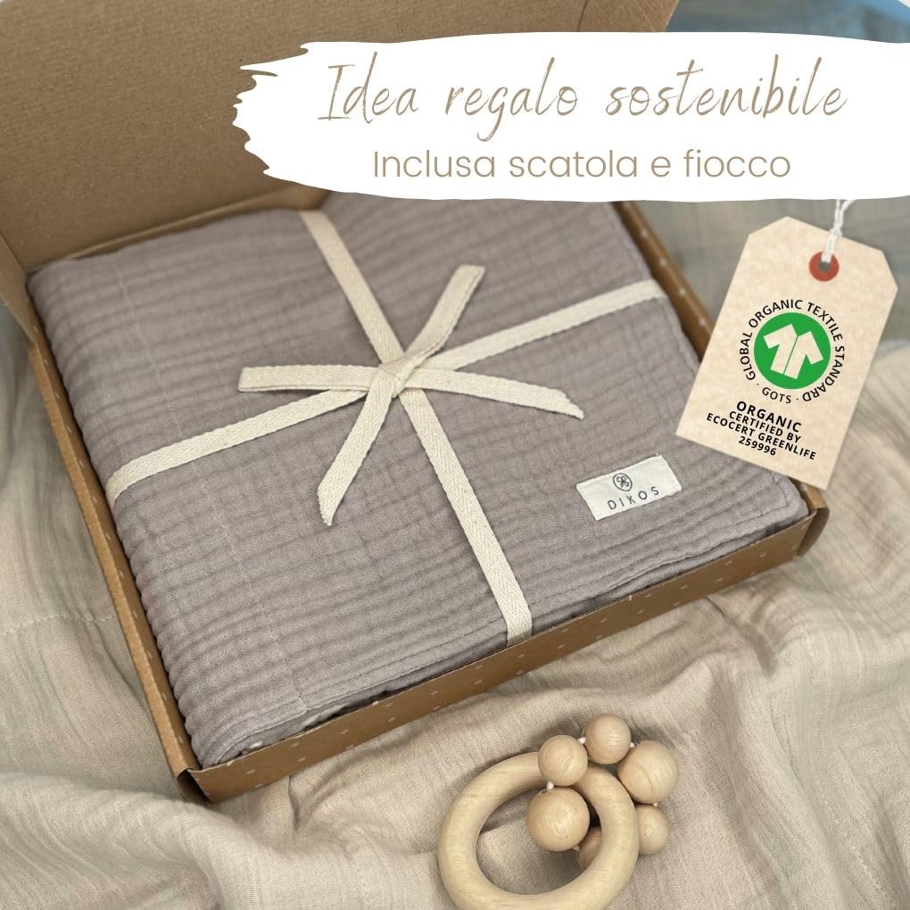 Set 4 Mussole In Cotone Biologico Per Neonati - 64x64cm, Certificato GOTS (Pesca E Crema) - Foto 3
