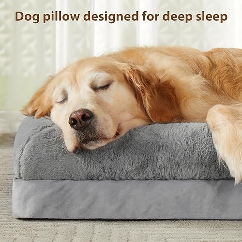 Miniatura 2 de BFPETHOME Sofá cama para perros grandes, cama lavable para perros grandes con refuerzo, camas ortopédicas grandes para perros con fundas extraíbles