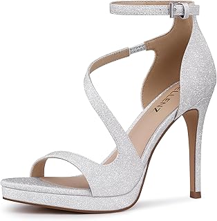 Stiletto Women High Heels: 4.3 Inch Comfortable Heels Prom Party Wedding, Peep Toe Platform Heels, Black White Silver Gold Strappy Heel Sandals - Buy now