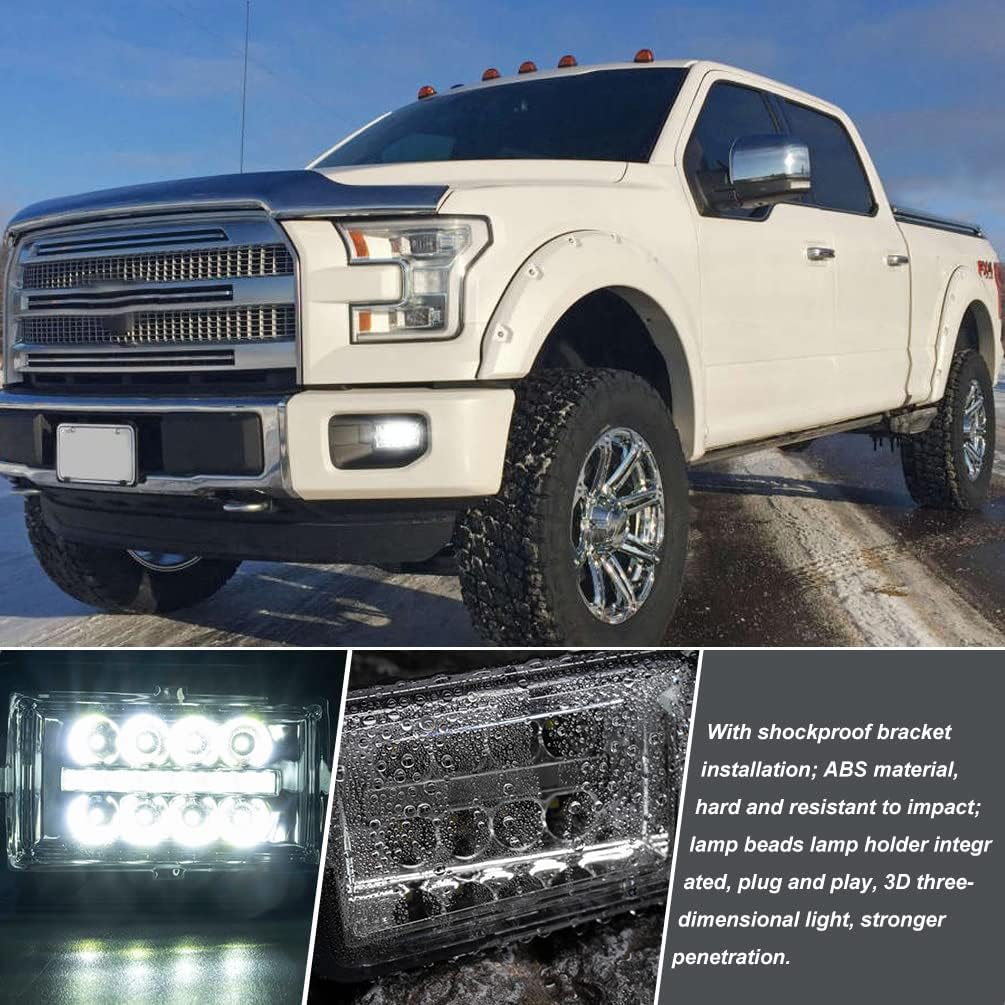 NJSBYL F150 LED Fog Light Kits for 2017 2018 2019 2020 2021 2022 2023 Ford F250 F350 F450 F550 Super Duty Front Bumper LED Fog Lamps DRL Daytime Running Spot Lights Assemblies # FL3Z15201B