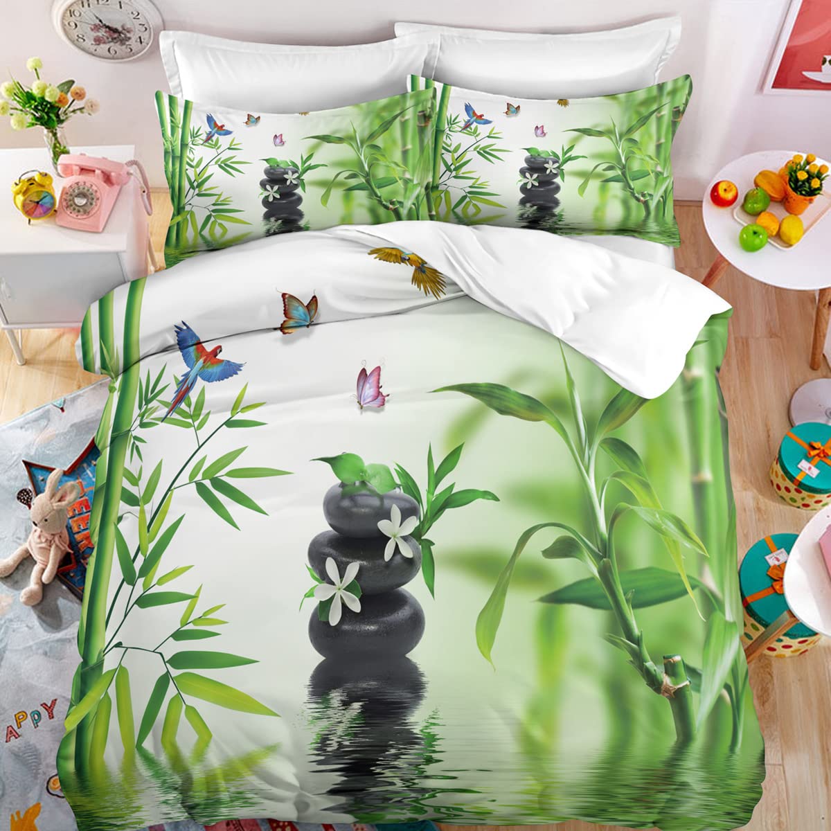 Funda Nordica Cama 105 Infantil Niño Zen Fundas Nordicas 155X220 Microfibra Funda Nordica Cama Suave Cómodo con 2 Fundas Almohada 40X75Cm