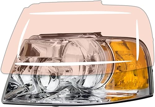 Miniatura 7 de Conjunto de faros delanteros Ford Expedition 2003-2006 compatible con 2003 2004 2005 2006 Expedition carcasa cromada reflector ámbar reemplazo lado
