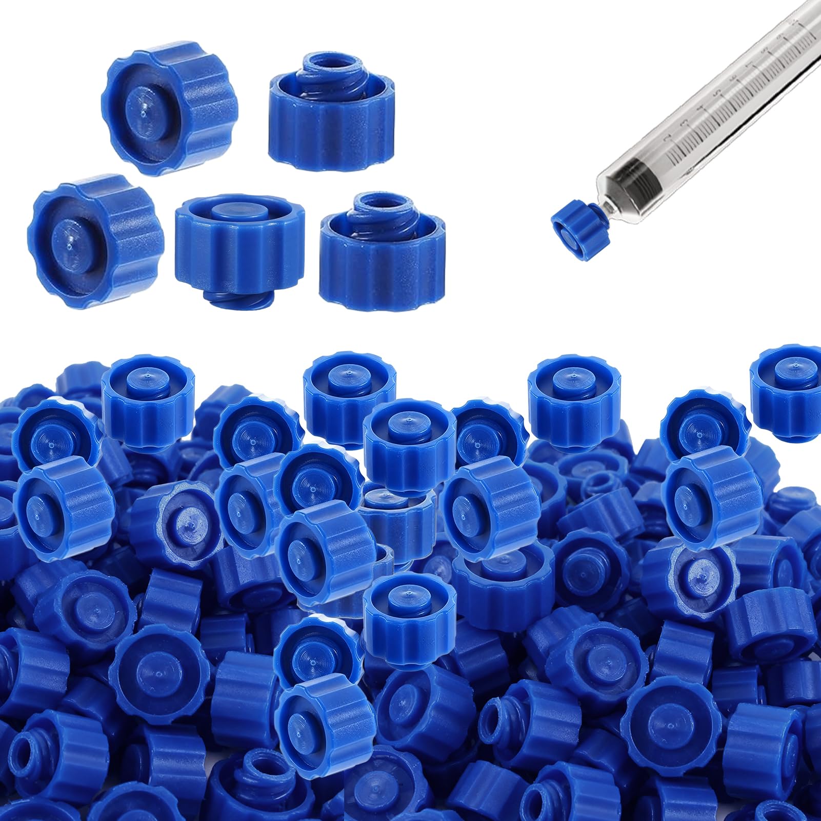 350 Pcs Syringe Tip Caps Syringe Easy Dispensing Needle Tip Cap, No Needle Luer Connector Capfor Feeding Tubes Lab Supplies (Blue)