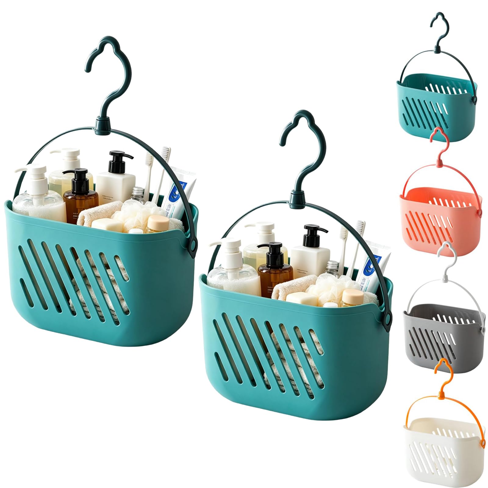 Leipsychic Portable Shower Caddy Basket, Hanging Plastic Organizer with Handle, 2-Pack, Shower Caddy for Camp, Bathroom, College Dorm, Kitchen (D)