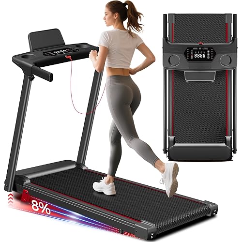 Treadmill with Incline 3-in-1 Portable Treadmills for Home Small, Incline Walking Pad Treadmill with Handle Bar, Walking Pad Foldable with 3.0HP Quiet Brushless, LED Dispay, 300LBS Capacity