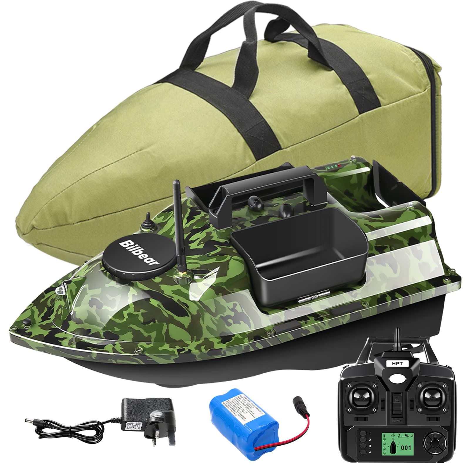 Bilbear 500M Wireless GPS Fishing Bait Boat with 3 Catapult Bait Hoppers RC Toy