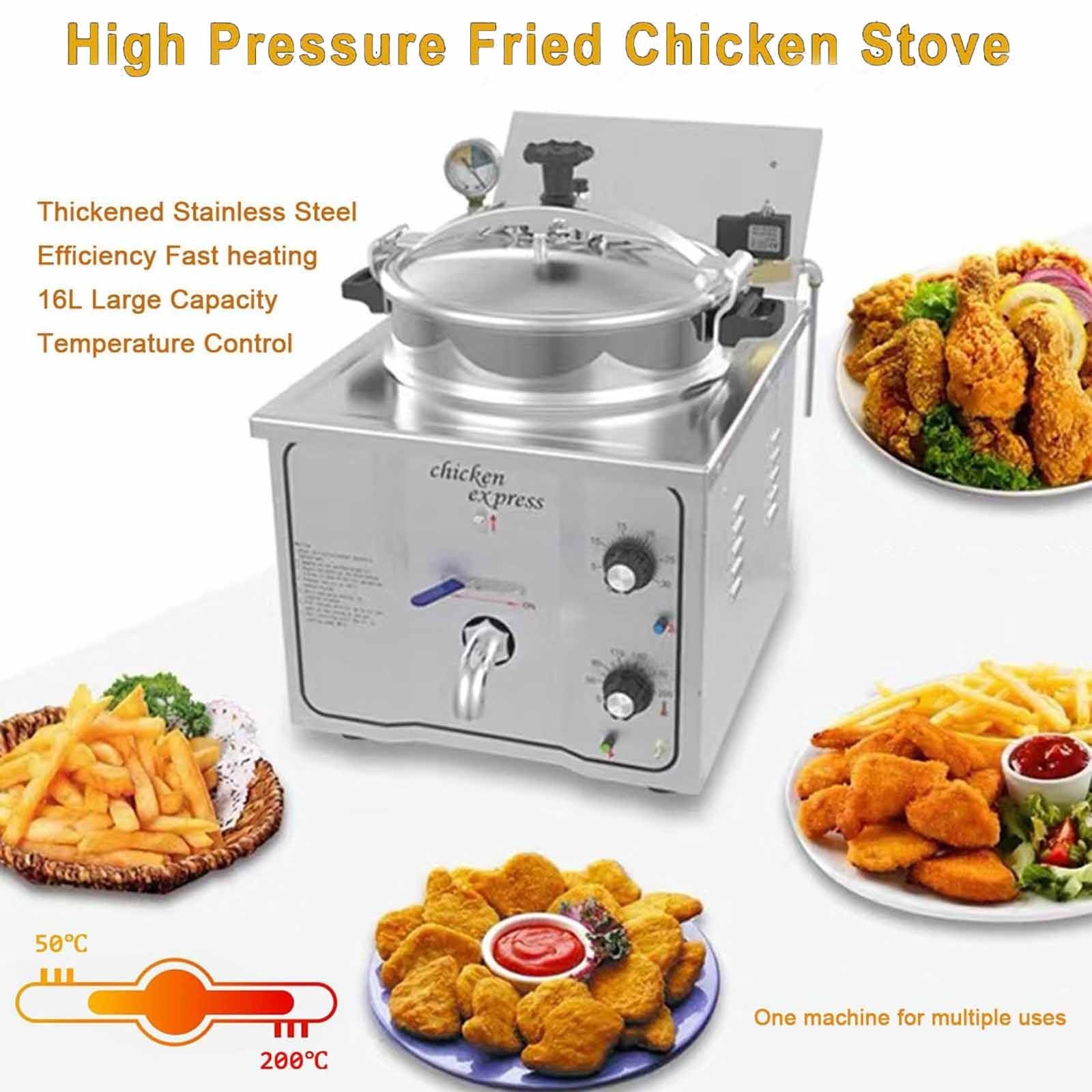 Freidora a Alta Presión 16L 3000W para Pollo Frito, Freidora Eléctrica de Mesada Comercial, Máquina Profesional de Pollo Frito en Acero Inoxidable para Cocinas Industriales