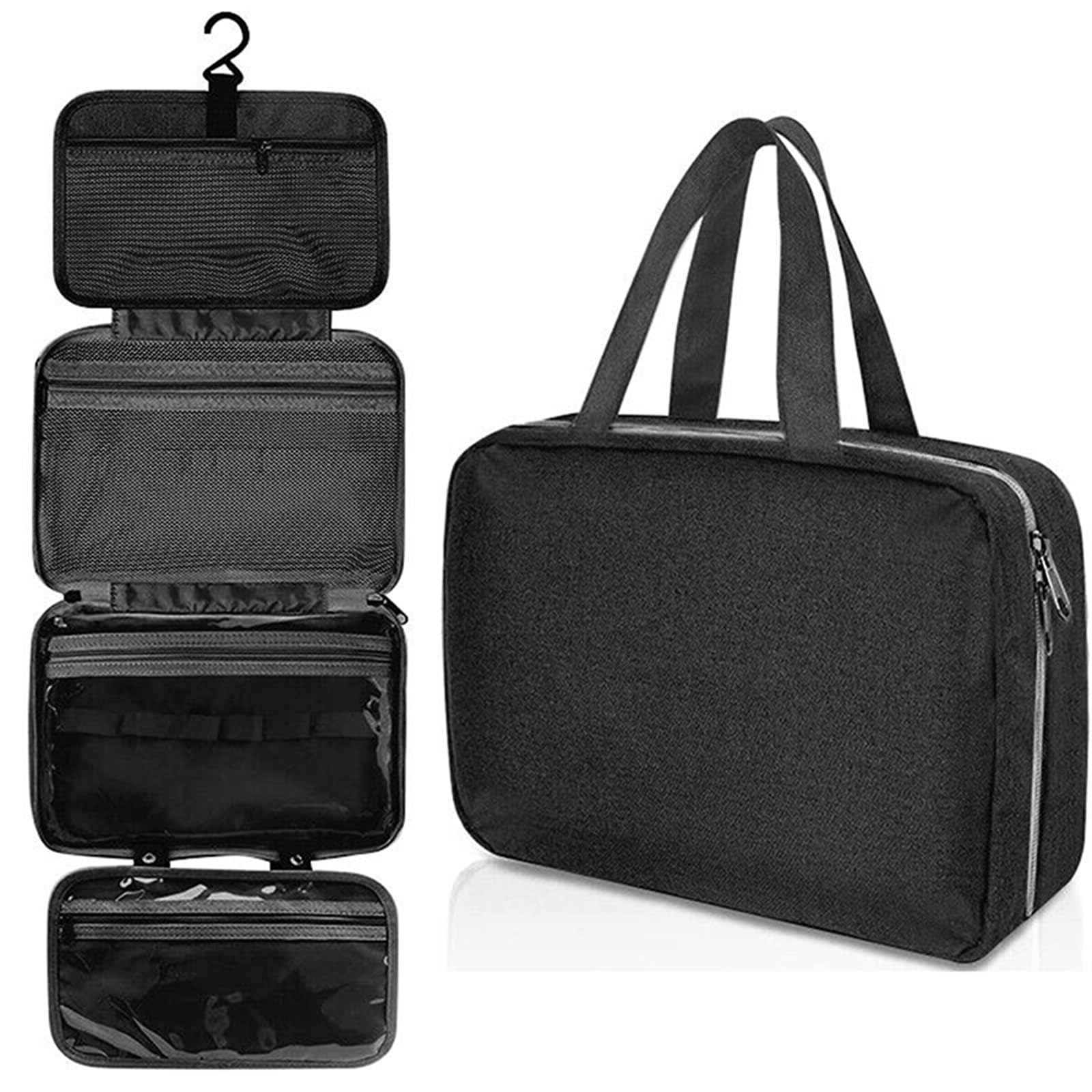 Borsa da toilette pieghevole impermeabile viaggio 1 pezzo for separazione asciutta e bagnata for cosmetici di grande capacità Per Viaggi(Black)