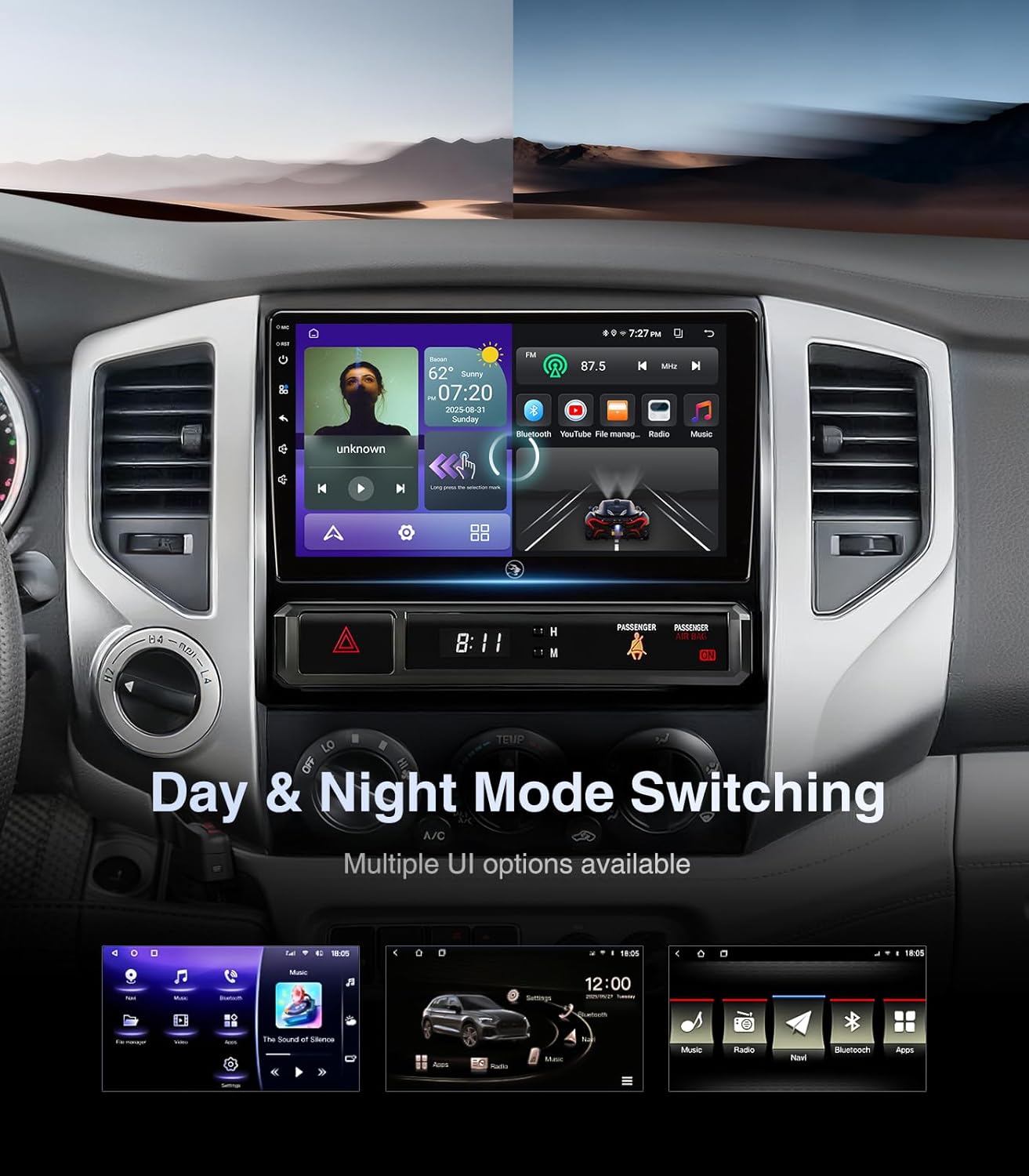 Car Radio Stereo for Toyota Tacoma 2005-2015, 9" Touch Screen Head Unit with Android 13/CarPlay/Android Auto/4+64G /GPS Navigation/Bluetooth/FM/RDS Radio/HD Backup Camera (4 Cores 9" 4+64G)