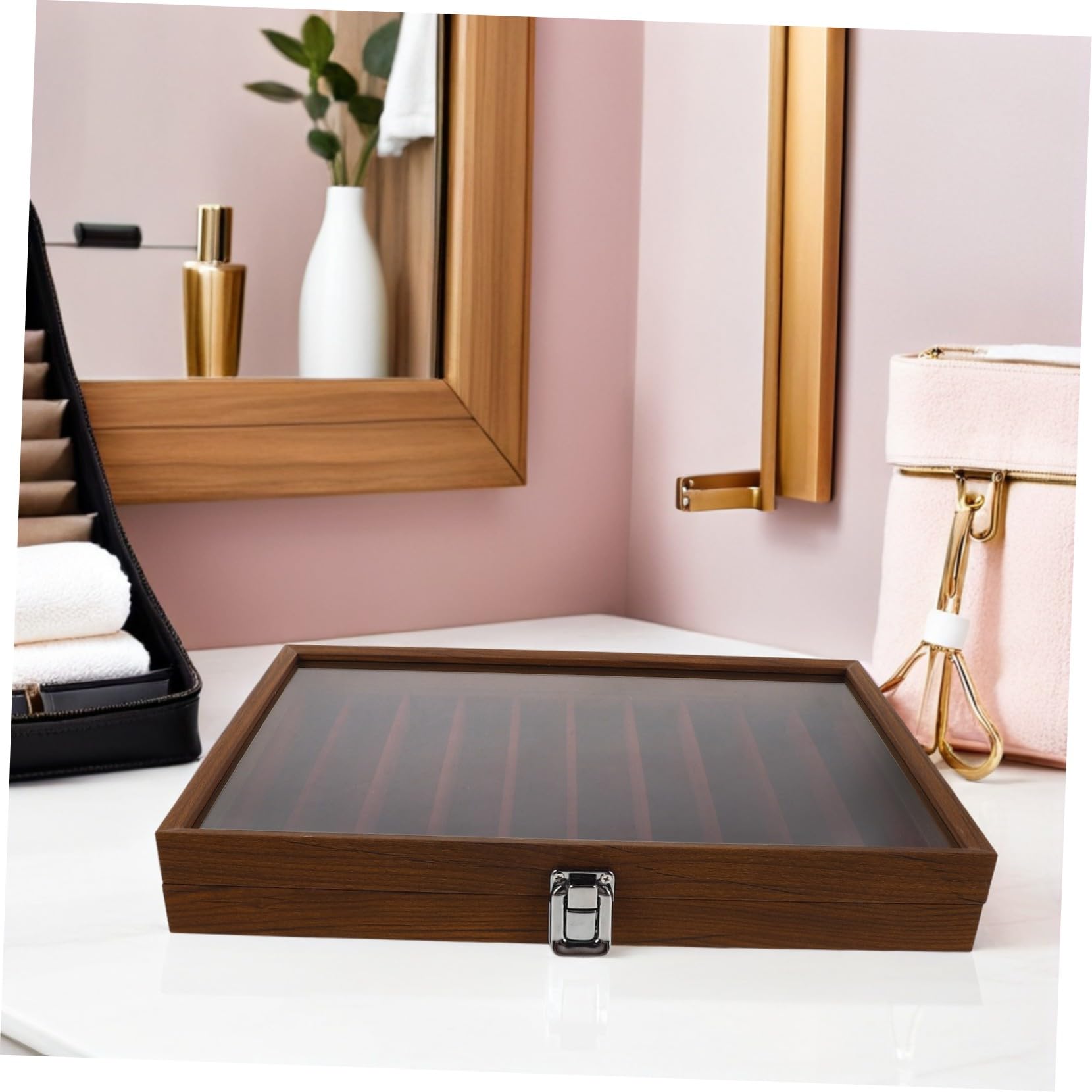 Gatuida vitrina de coleccionables Joyero contenedor de almacenamiento de joyas Dark Brown