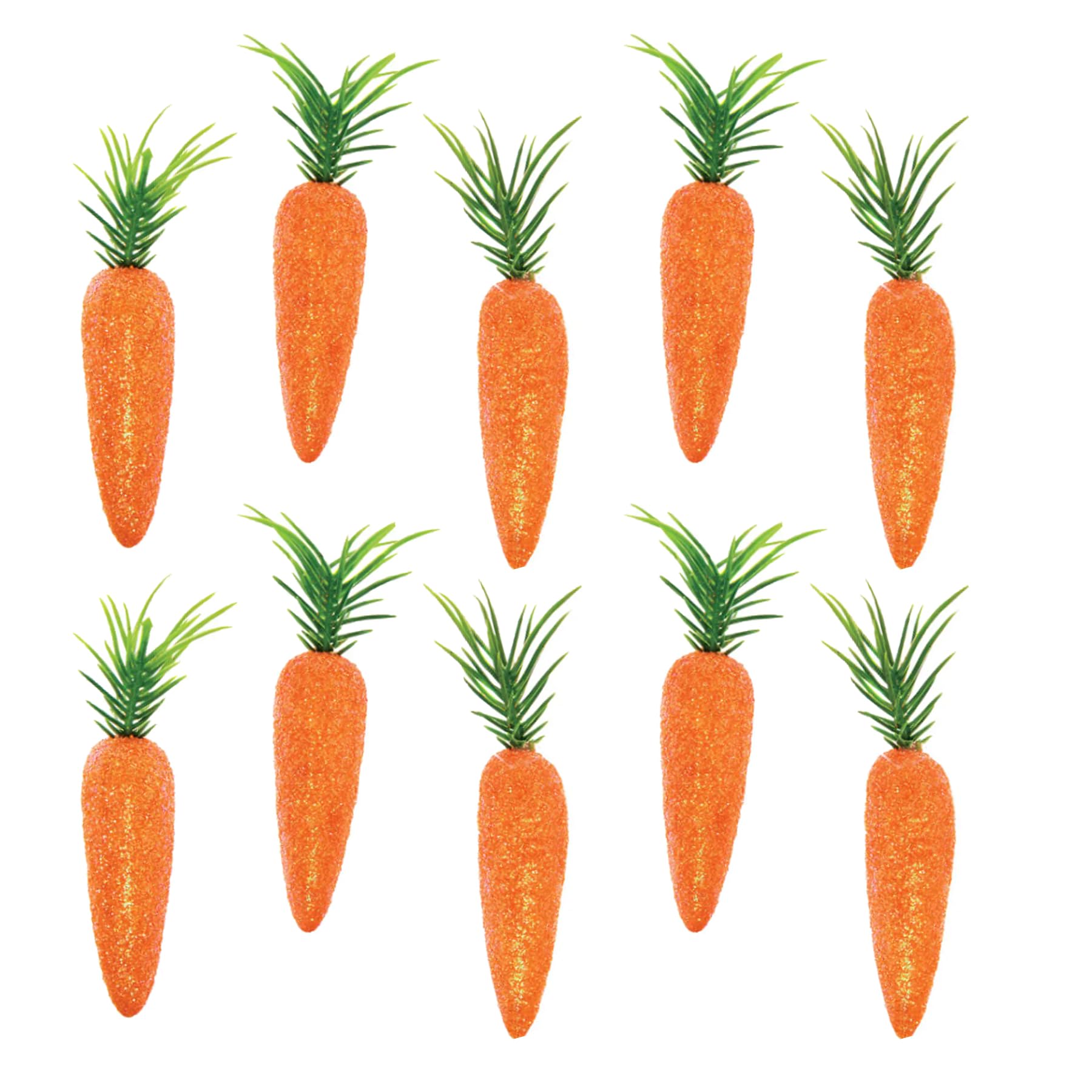 Widdle Gifts Orange Easter Decorations, Bonnet Arts And Crafts, Egg Hunt - 10 Pk Glitter Carrots 1035