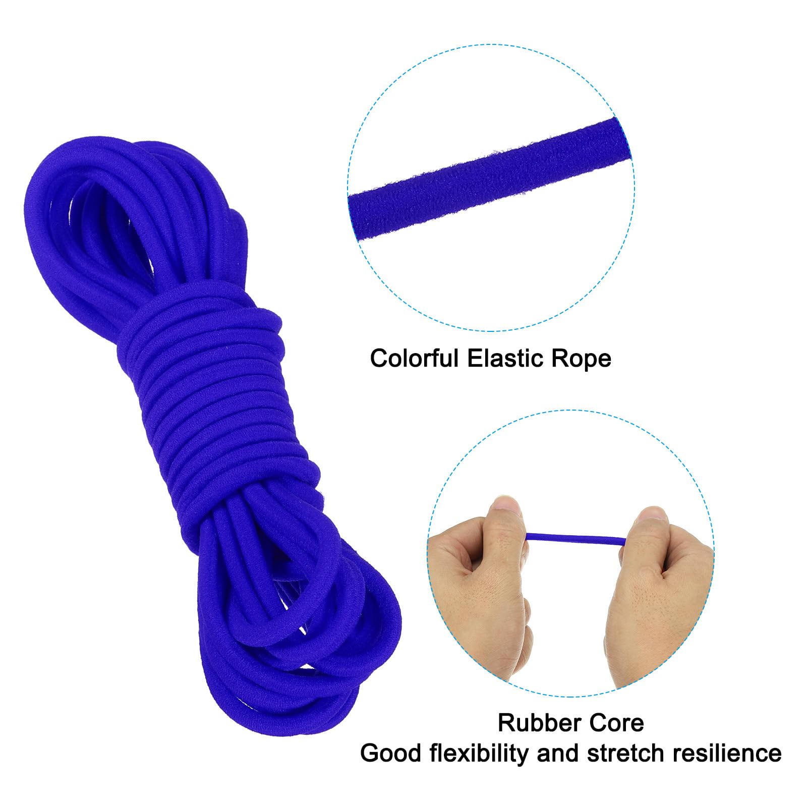 PATIKIL 16.4 Feet Chinese Jump Rope, Colorful Stretch Skip Rope Chinese Elastic Rope Ankle Jumping Rope for Outdoor Exercise Blue - Image 4