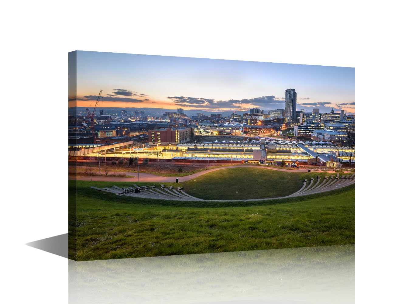 TISHIRON Sheffield City Home Decorations UK South Yorkshire Canvas Wall Art Sheaf Valley Park Picture for Bedroom 1 Piece Room Decor Modern Artwork for Home Walls Framed Ready to Hang (16''Wx 24''H) โ image 1