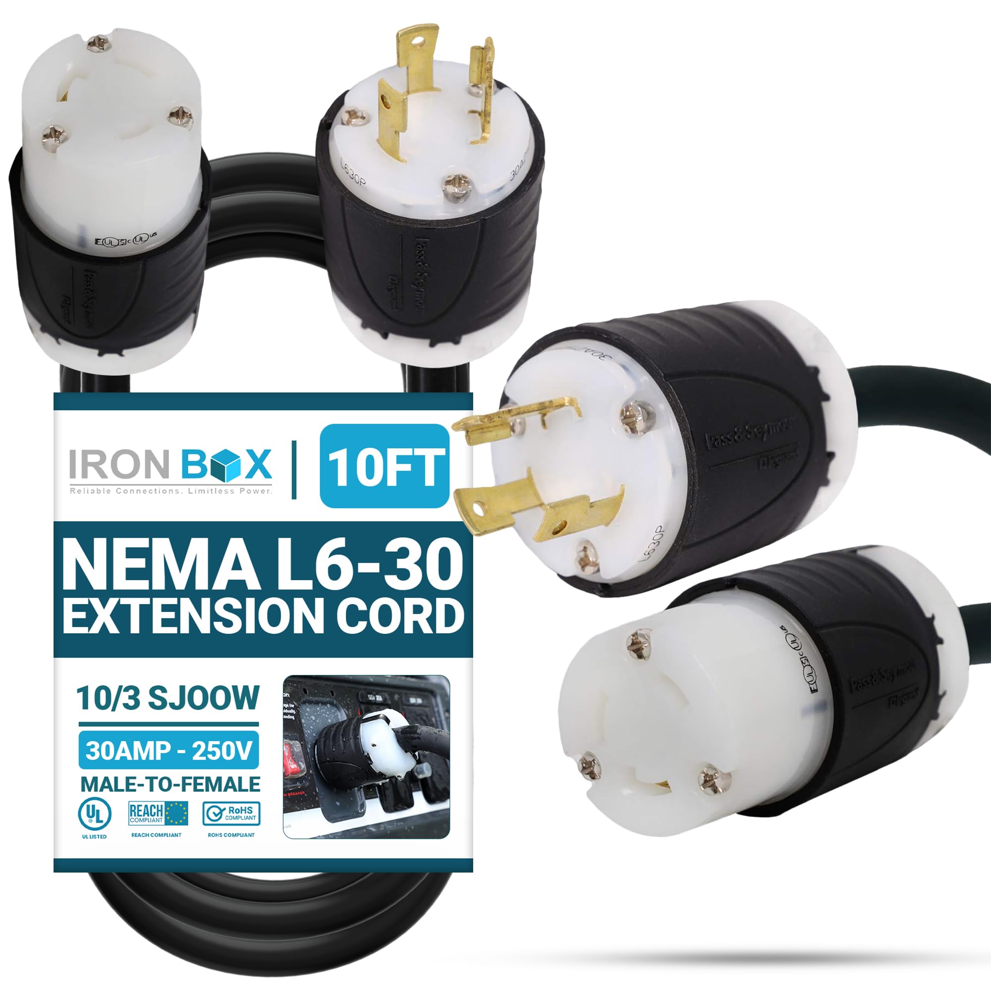 IronBox Electric - Heavy Duty NEMA L6-30 Extension Cord - 30A