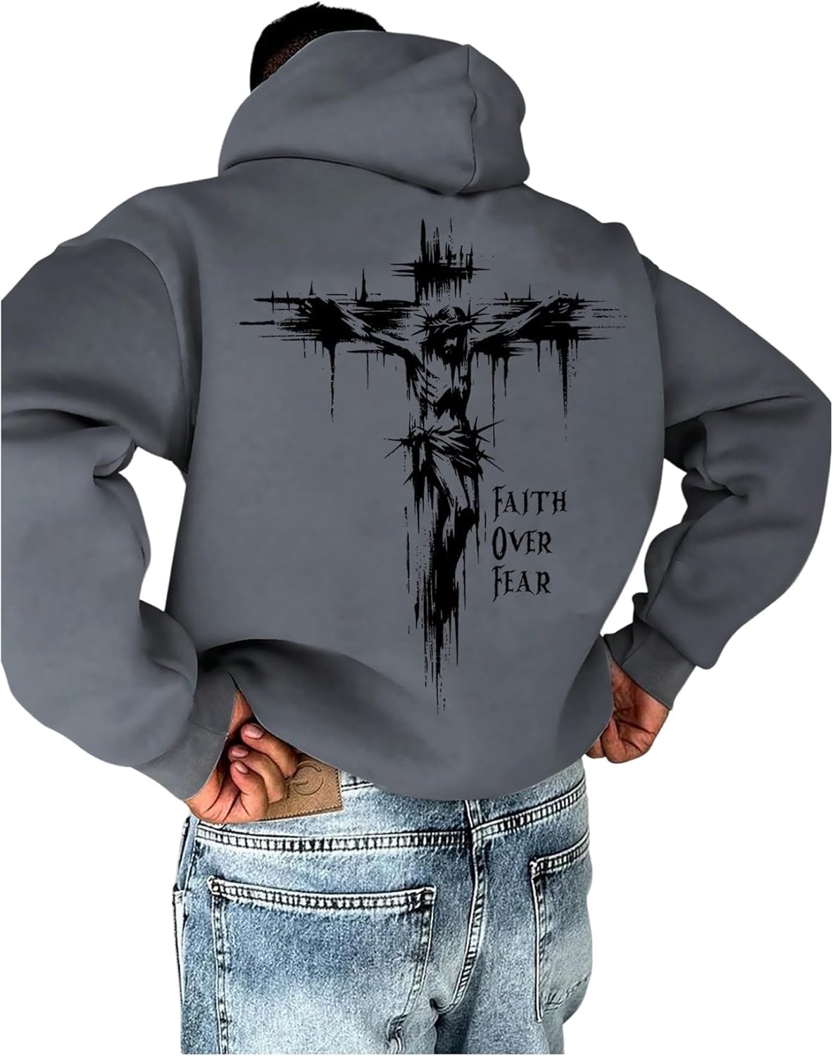 Floerns Men's Graphic Print Long Sleeve Drawstring Hoodie Pullover Sweatshirt - Image 2