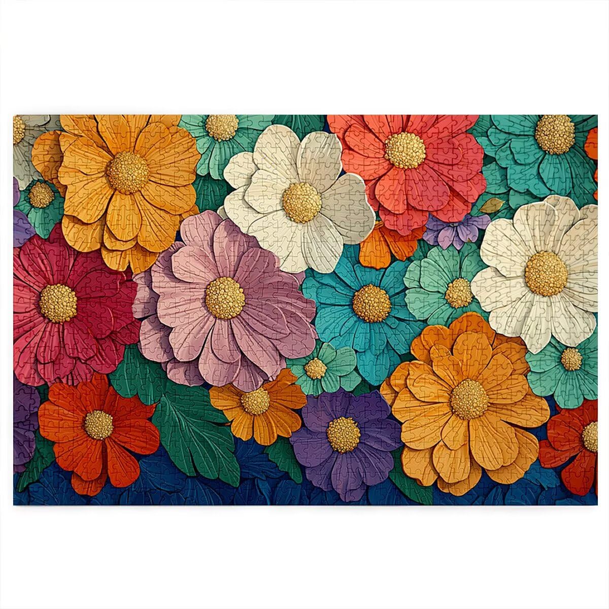 Puzzle 2000 sztuk kwiat dla dorosłych, abstrakcyjne drewniane puzzle dla dorosłych, trudne drewniane łamigłówki, rodzinne gry edukacyjne, łamigłówki z pudełkiem na prezenty dekoracje do domu, prezent