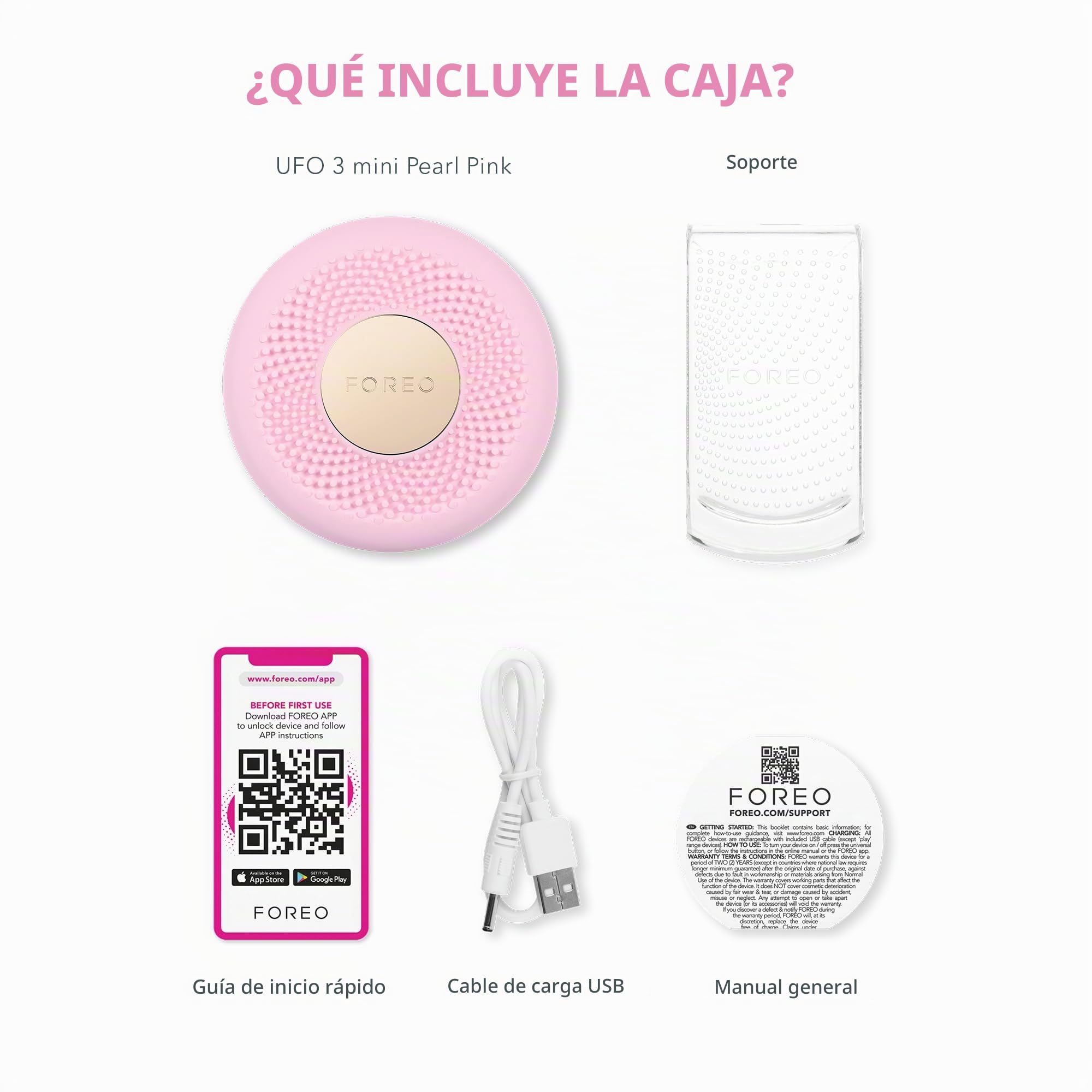 FOREO UFO 3 mini, mascarilla facial 4 en 1, Hidratante facial, Antienvejecimiento, Terapia de luz LED de espectro completo y luz roja, Termoterapia, Masajeador facial T-Sonic, Pearl Pink | Mascarilla LED, Mascarilla luz roja, Cuidado facial, Calentamiento