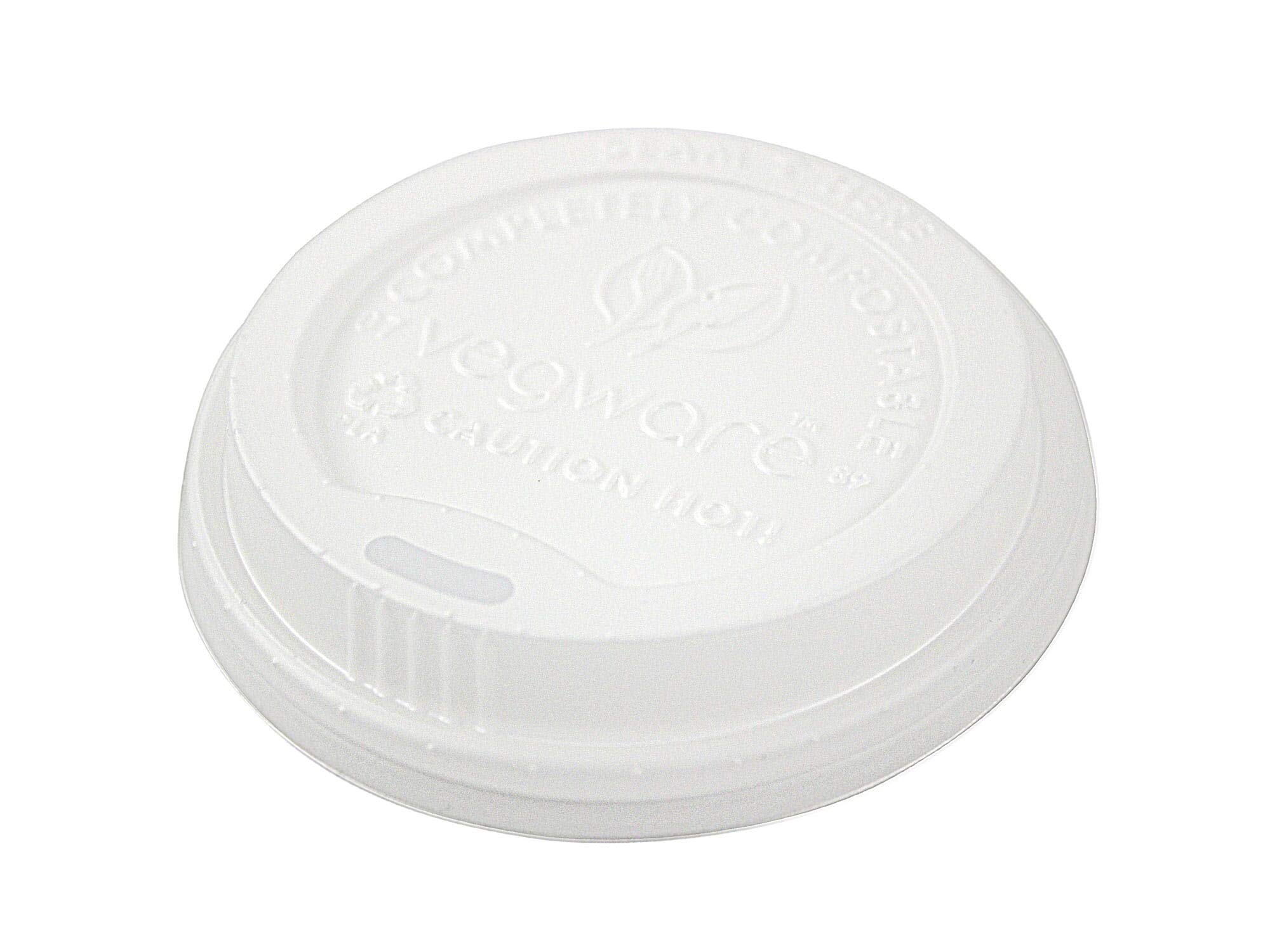 Vegware VLID89S CPLA hot cup lid (fits 10 oz.-20 oz. cup), 89 mm (Pack of 1000)