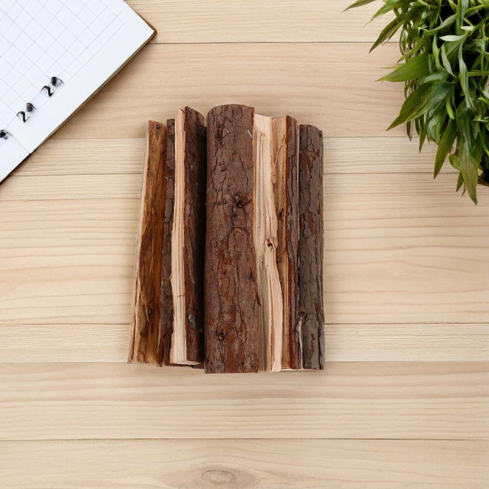 NUOBESTY 10 Pezzi Tronchi di Legno Decorativi Marrone per Focolare Legno Essiccato Rustico e Atmosfera Realistica per Decorazioni Natalizie e Focolari Esterni
