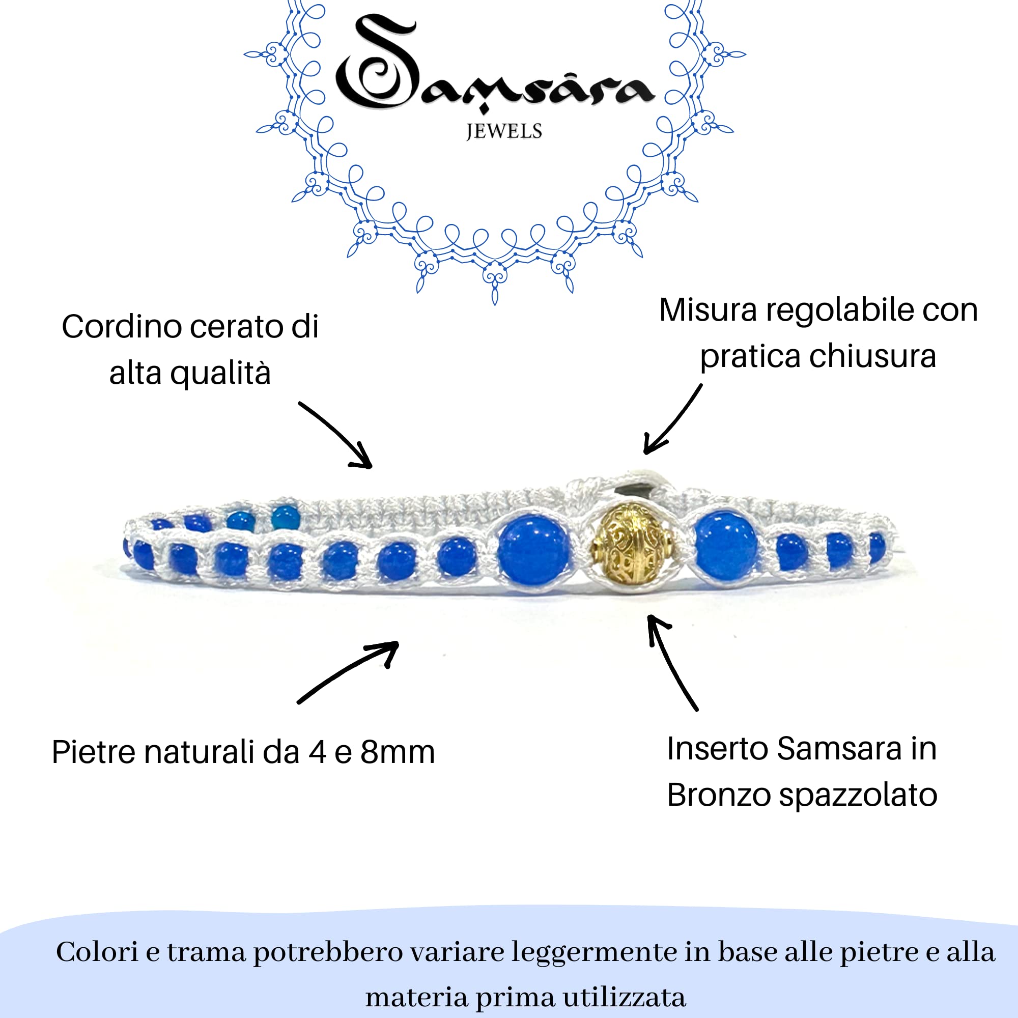 Cavigliera Portafortuna Donna | Cavigliera Estiva Tibetana Shamballa, Realizzata in Pietre Naturali per l'Estate, Comoda Pratica e Resistente, Cavigliere Regolabili Donna