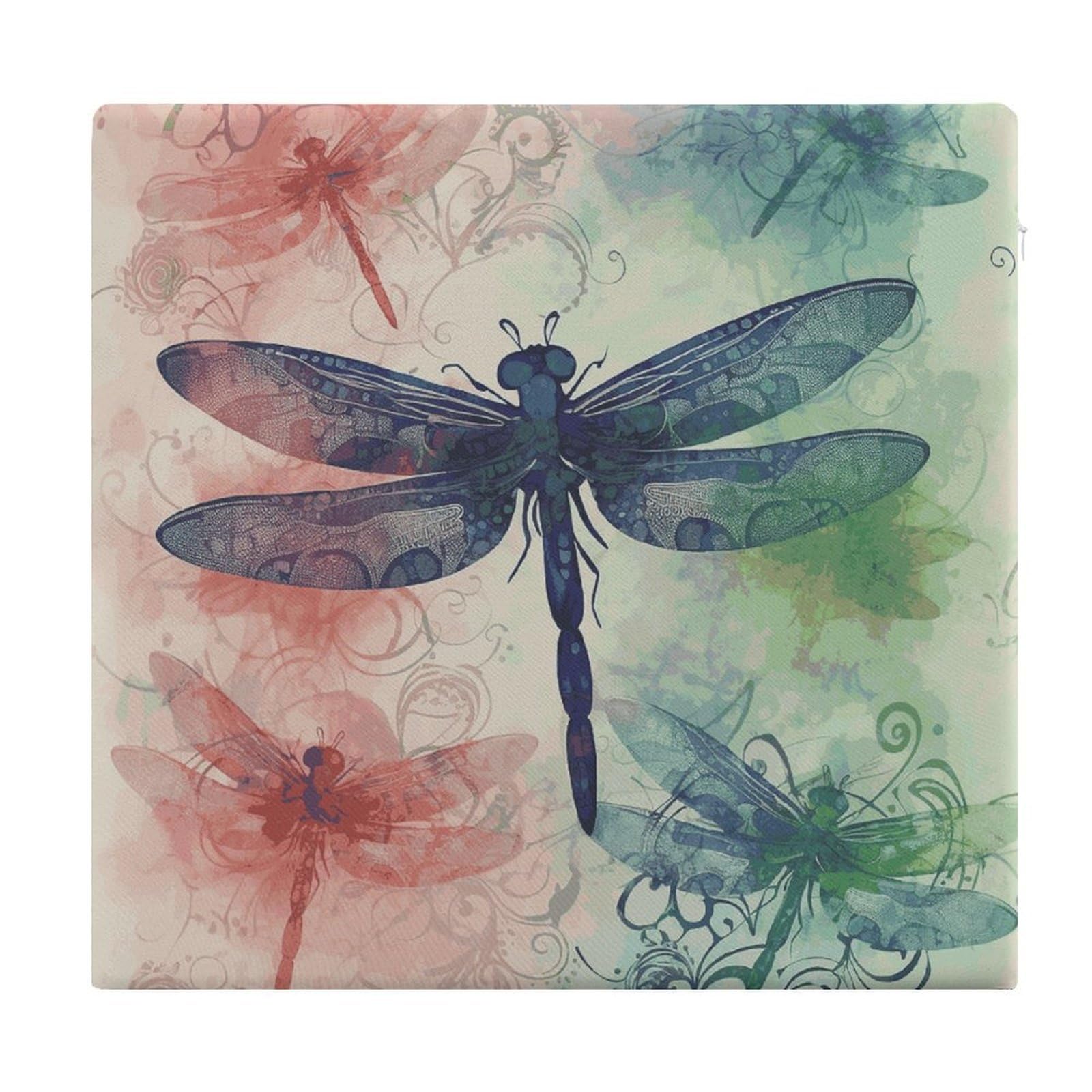 JTREHY Modern Dragonfly Chair Cushions Non-Slip Bar Stool Cushions Ultra Soft Warm Memory Foam Meditation Cushion Removable Large Square Seat Cushions for Dining Chair 15x14In