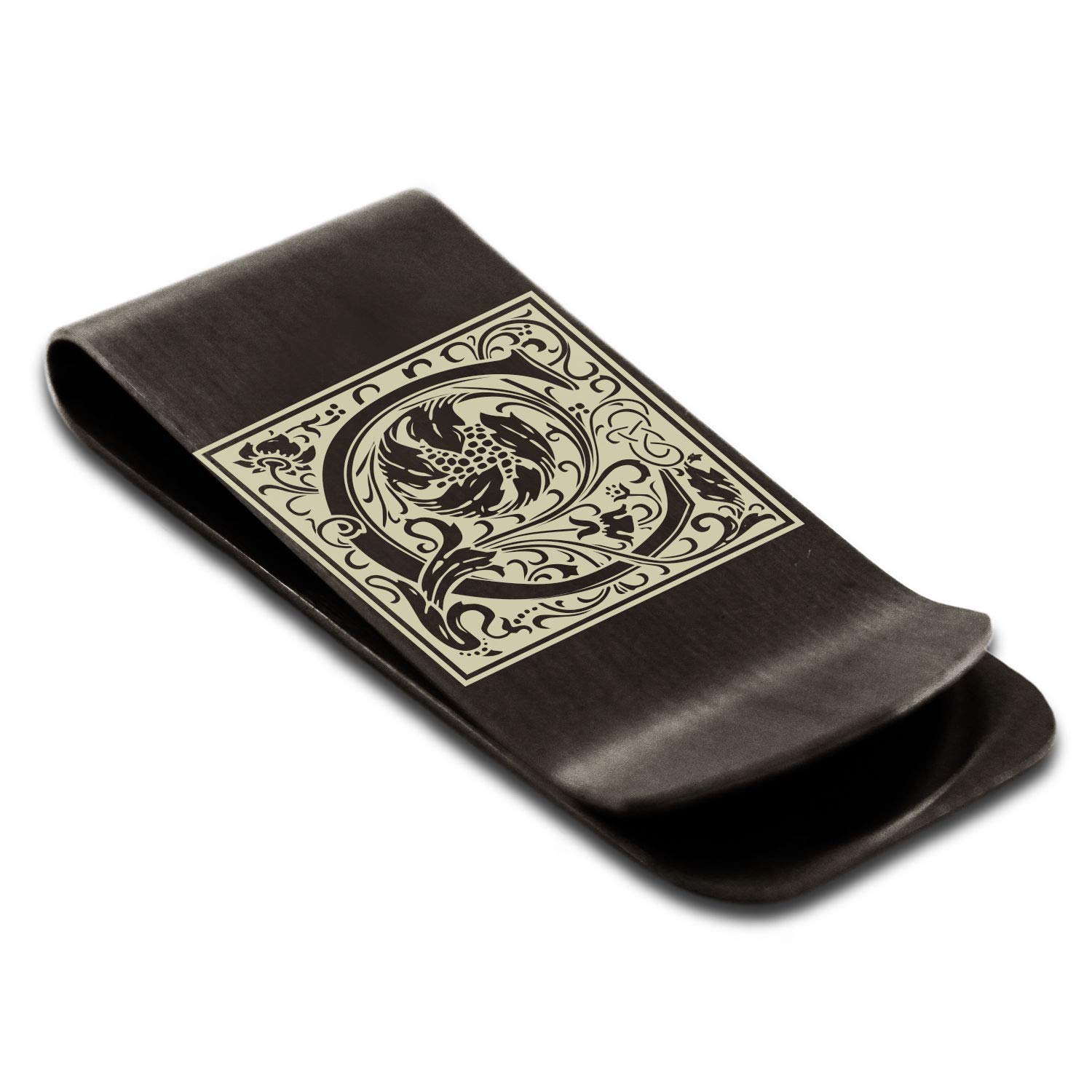 Stainless Steel Money Clip For Men Dad Boy Friend Father Floral Initial Letter Box Monogram Wallet Cash Card Holder | Dad