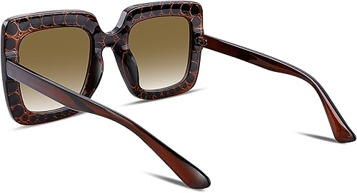 Miniatura 3 de FEISEDY - Gafas de sol de cristal brillante para mujer, gran tamaño, cuadradas, marco grueso, B2283