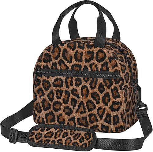 Miniatura 1 de Bagea-Ka Bolsa de almuerzo con estampado de leopardo y guepardo para mujeres y hombres, aislada, reutilizable, con correa de hombro extraíble, para