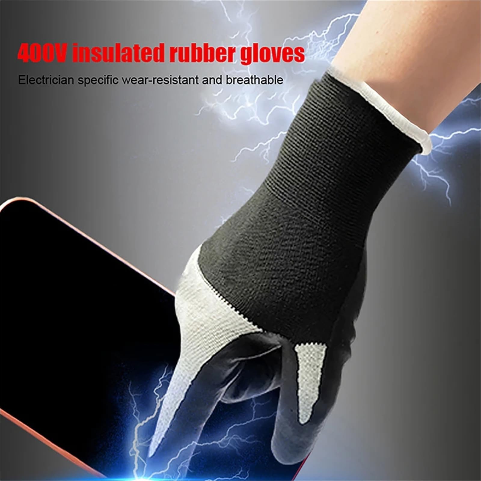 Compatible avec les gants de travail isolants for électricien 400V/500V, gants de Protection de sécurité Anti-électricité basse tension(B)