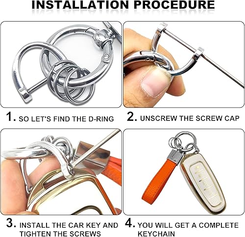 Miniatura 4 de Vrasly Llavero de cuero genuino para automóvil, de piel de microfibra, 3 llaveros, soporte universal para llavero de automóvil, giratorio de 360