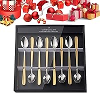 Vista 1 de YDware - Juego de cucharas de té helado de mango largo, cucharas doradas de cambio gradual de 7.87 pulgadas, cucharas de cóctel de acero inoxidable