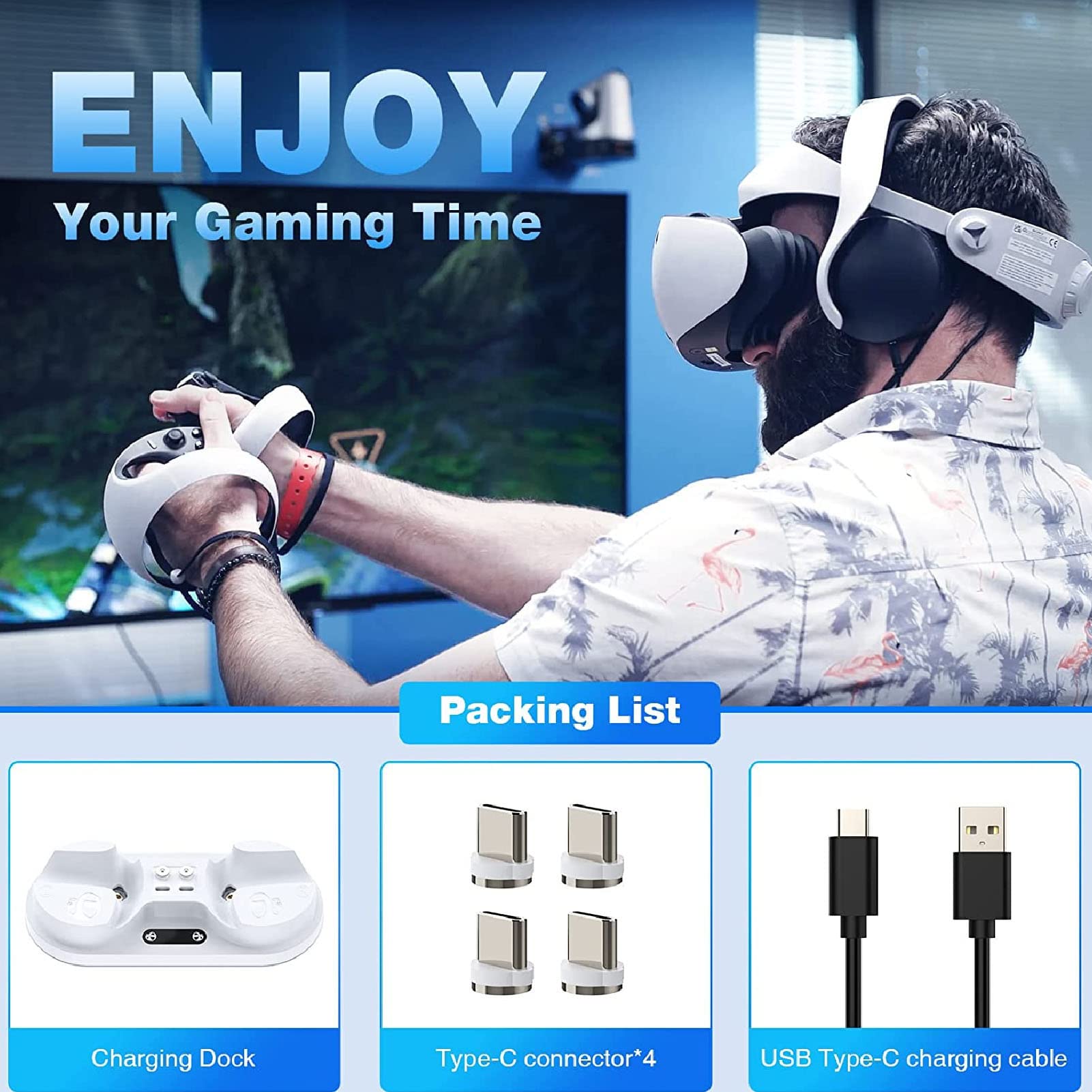 Stazione di Ricarica per Controller VR, Dock con Supporto e Doppio Caricatore Magnetico a Ricarica Rapida, Indicatore LED, per Controllori Sensore VR