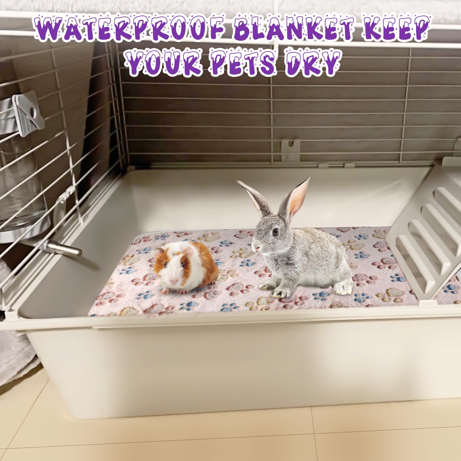 YUEPET Mantas impermeables de cobayas, lavables, paquete de 6 forros de vellón para animales pequeños, tapete suave para dormir, manta de franela cálida para hámster, cobaya, conejo, chinchilla,