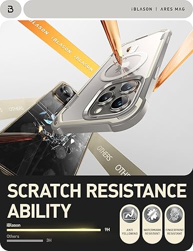 Miniatura 5 de i-Blason Ares - Funda magnética para iPhone 15 Pro Max MagSafe con protector de pantalla integrado protección de grado militar Funda transparente