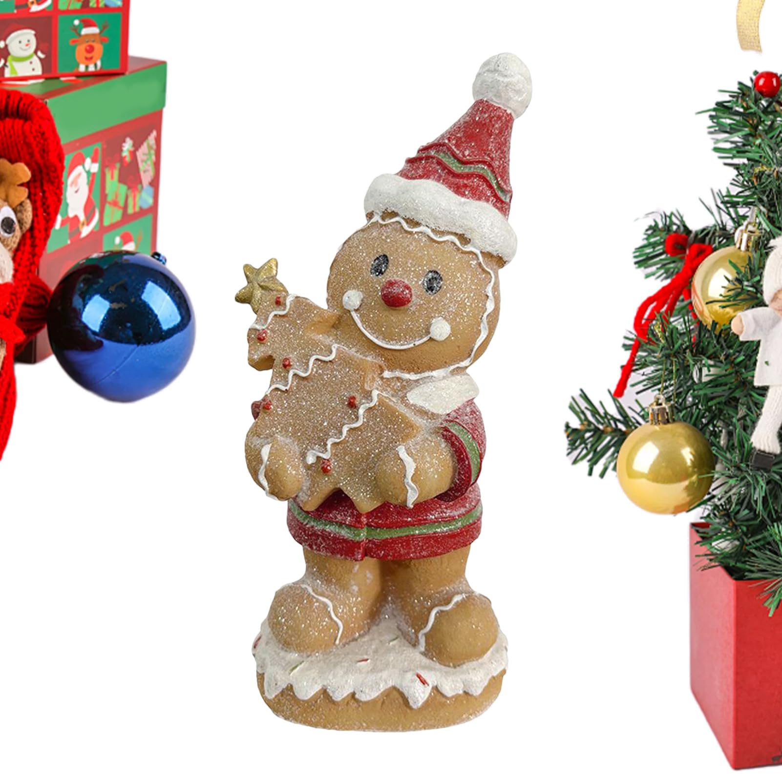 Décoration de table de Noël bonhomme en d'épice, sculpture résine pour bibliothèque et coiffeuse