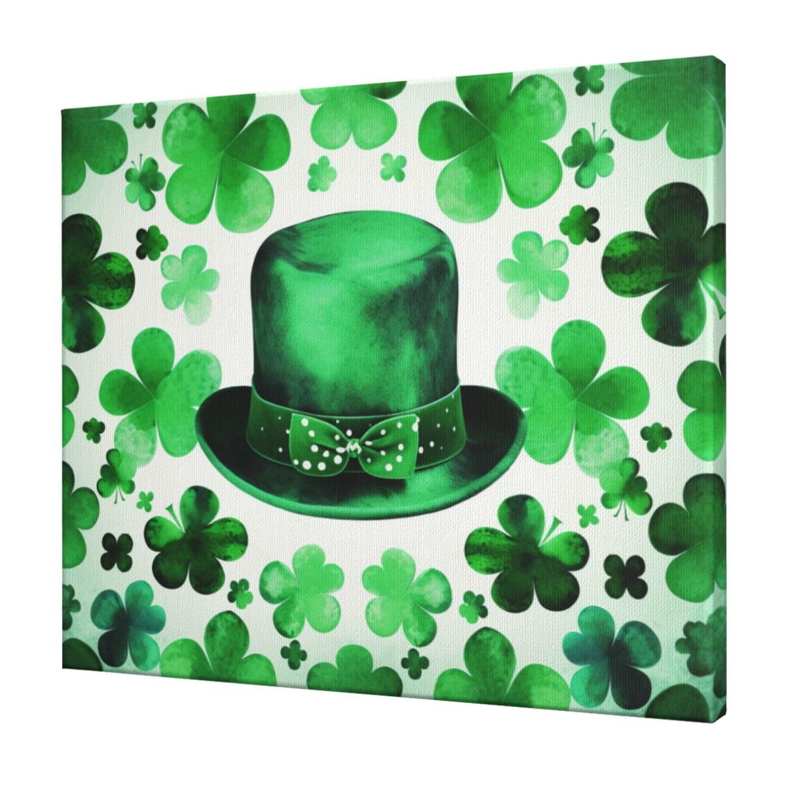 YKLJG happy st patrick's day Printed Wall Art Canvas Prints 60x50 CM Wooden Framed Picture Painting Artwork for Bedroom Kitchen Home Office Decor
