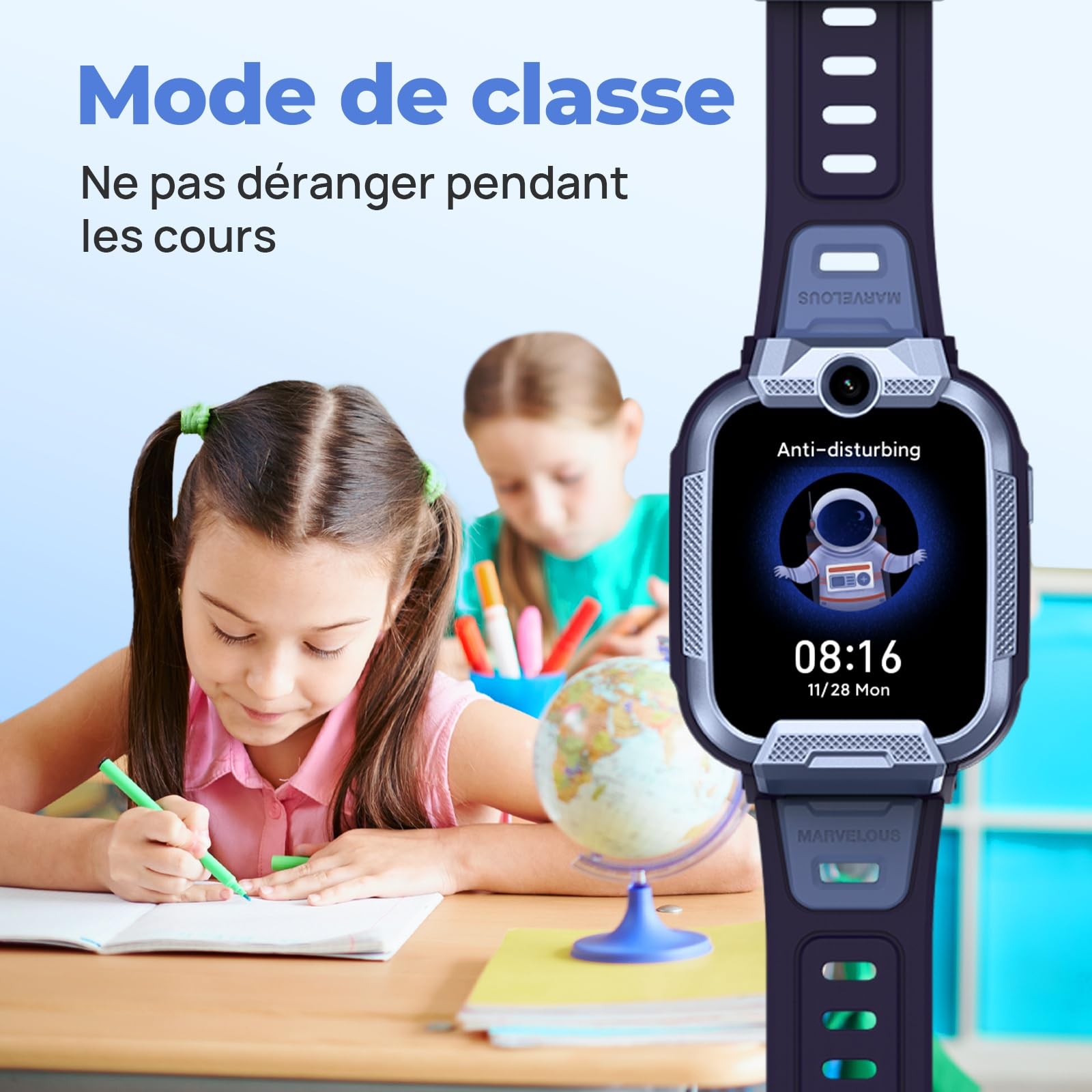 Mibro Kids Watch Phone Z5 Montre Connectée Enfant 4G Double Caméra 2MP, Localisation GPS 7-en-1, Alerte SOS, Autonomie 5 Jours - Idéal Sécurité et Communication, Bleu