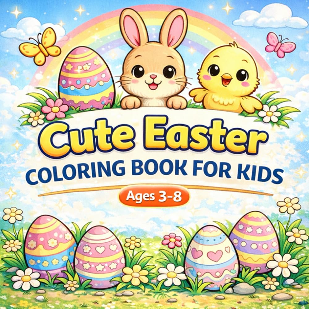 Cute Easter Coloring Book for Kids: Fun Bunny, Chick, Egg & Spring Coloring Pages for Toddlers and Kids