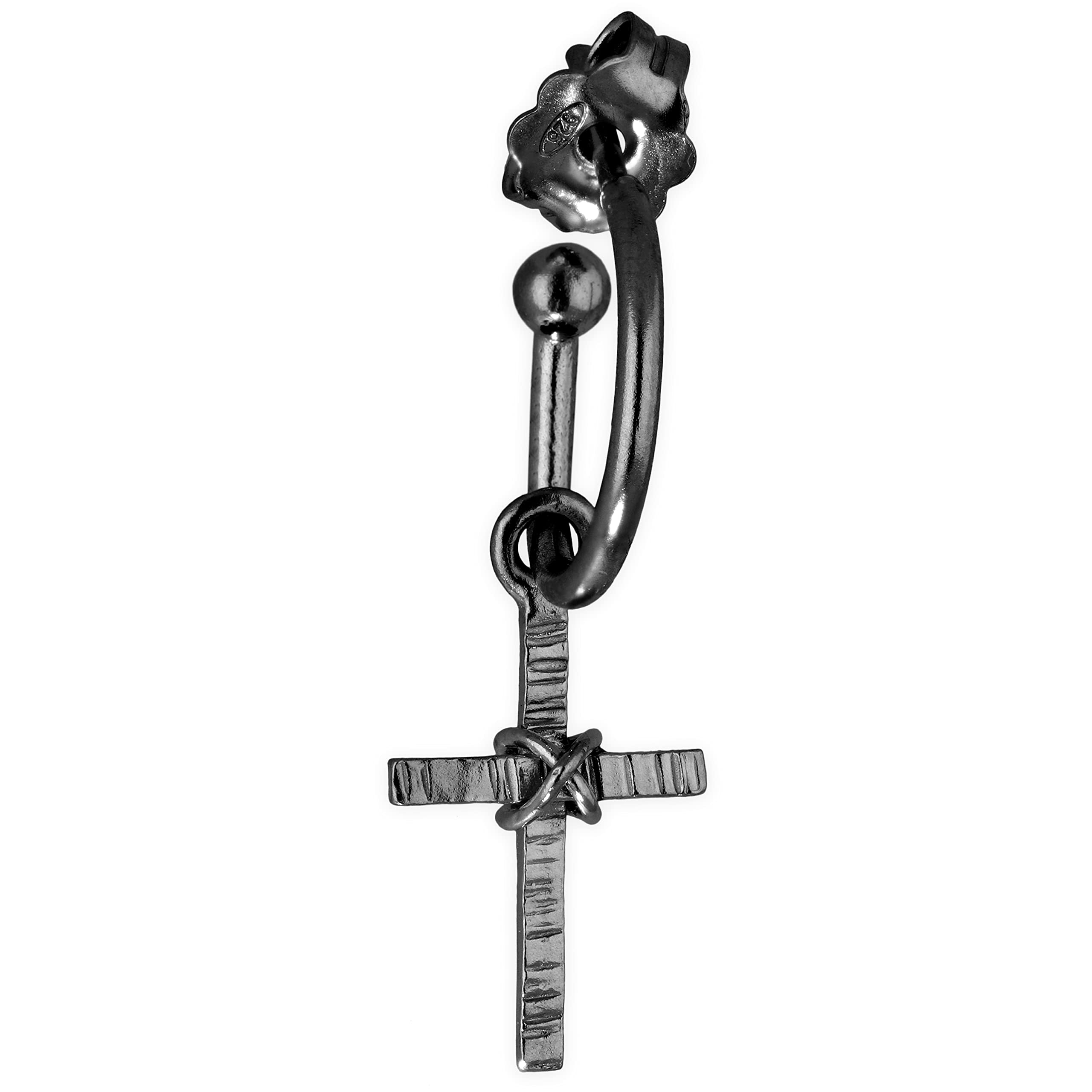Handmade geschenk für ihn Sterling Silber Huggie Creolen Kreuz Ohrring, für Männer Creolen mit Charme Männer Ohrring Creolen Männer Kreuz Ohrringe Männer Schmuck baumeln