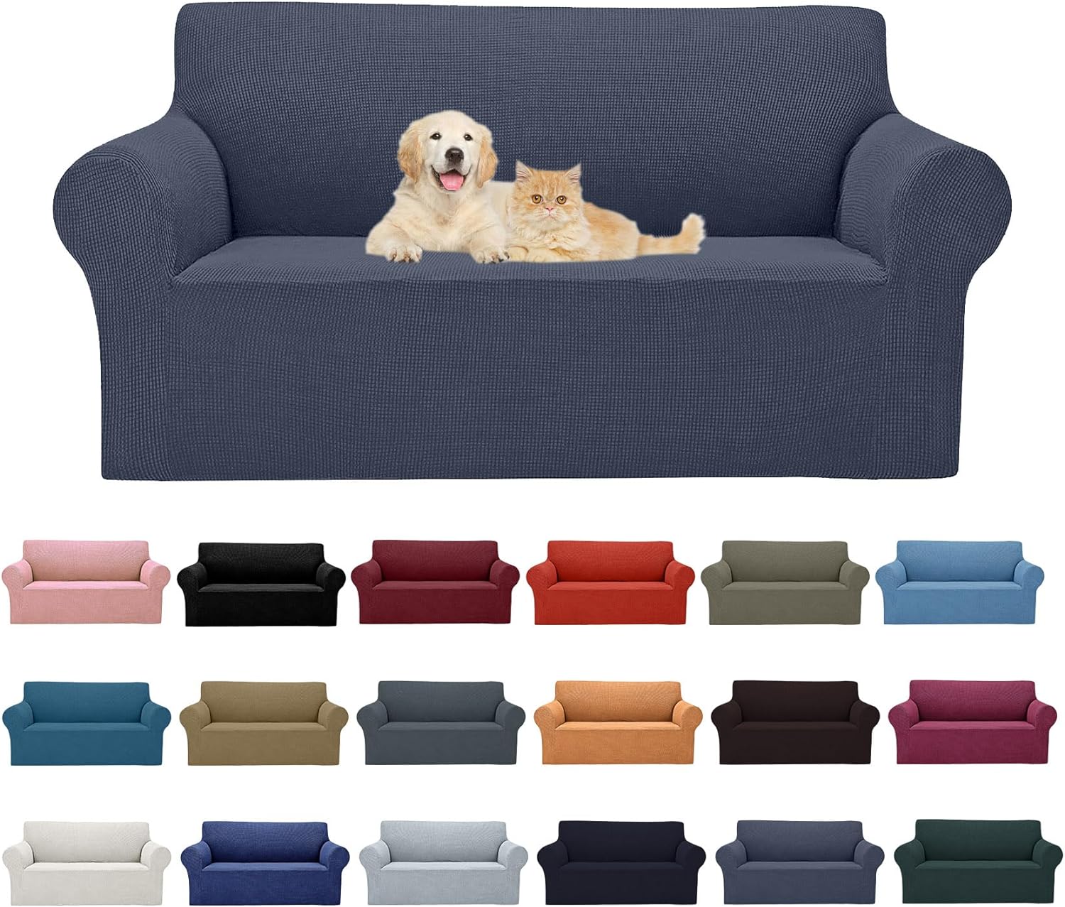 2025 New Stretch Loveseat Sofa Slipcovers Couch Cover for 2 Cushion Furniture Protector Sofa Covers with Elastic Bottom Jacquard Fabric Small Checks for Pets, Kids – Charcoal 2025 New Stretch Loveseat Sofa Slipcovers Couch Cover for 2 Cushion Furniture Protector Sofa Covers with Elastic Bottom Jacquard Fabric Small Checks for Pets, Kids – Charcoal