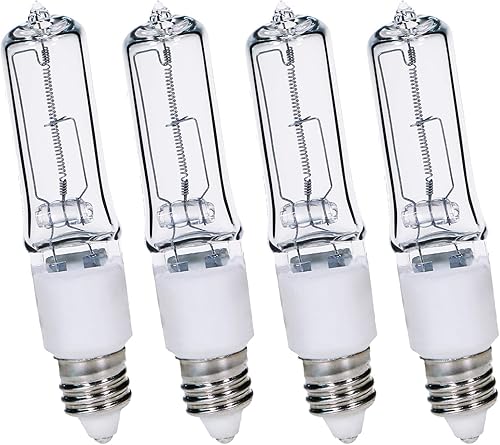 Miniatura 1 de Paquete de 4 bombillas halógenas regulables JDE11 de 120 V 100 W, base de candelabro T4, color blanco cálido para candelabros, ventilador de techo,