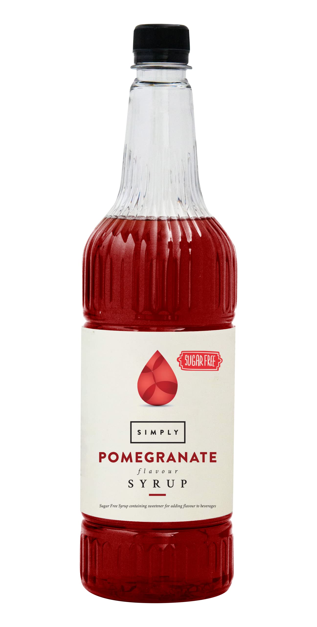 Simply Sugar Free Pomegranate Syrup, Low Calorie, Vegan & Nut Free Flavoured Syrup for Coffee, Cocktails & Baking (1 Litre)